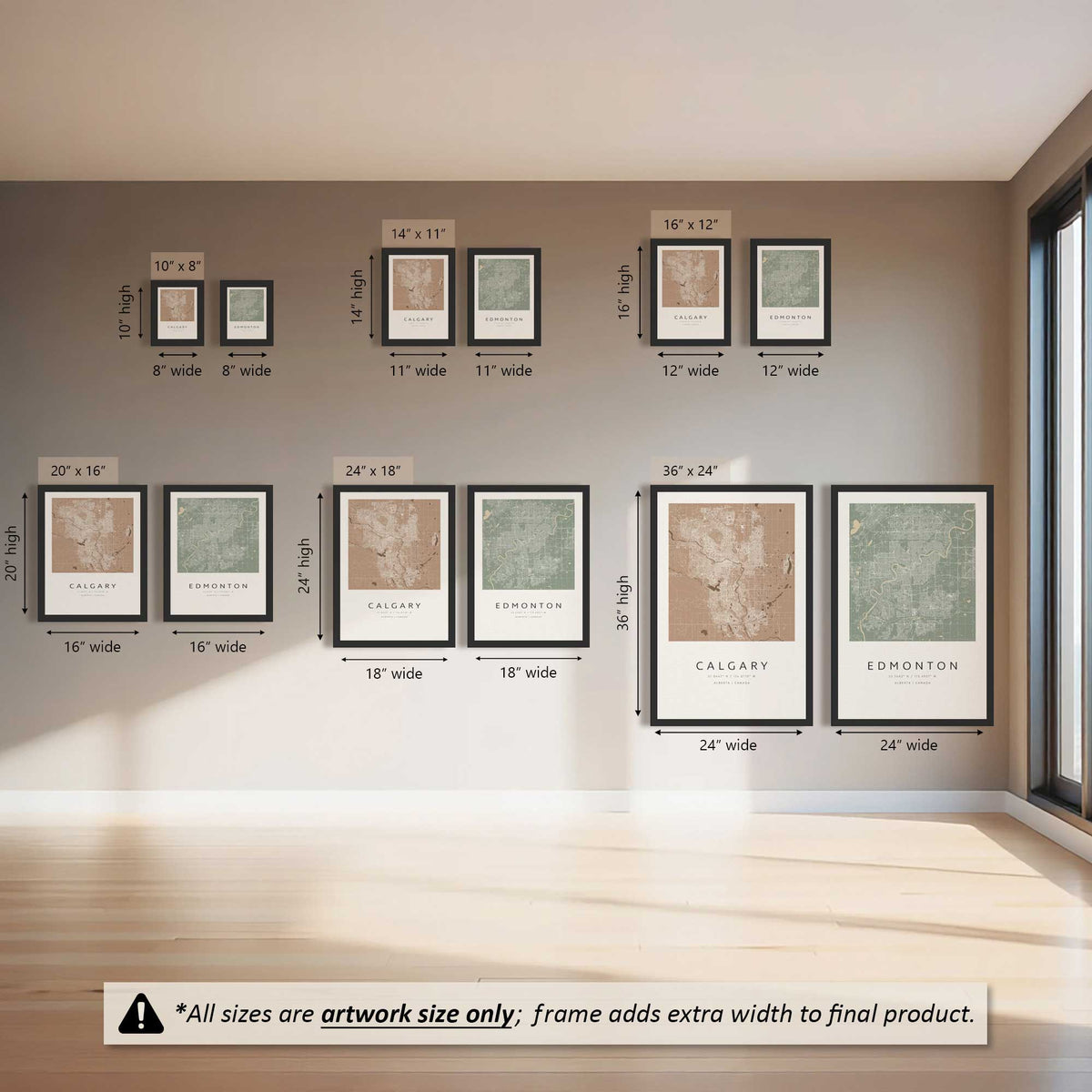Edmonton & Calgary Street Grids Set of 2 Art Prints