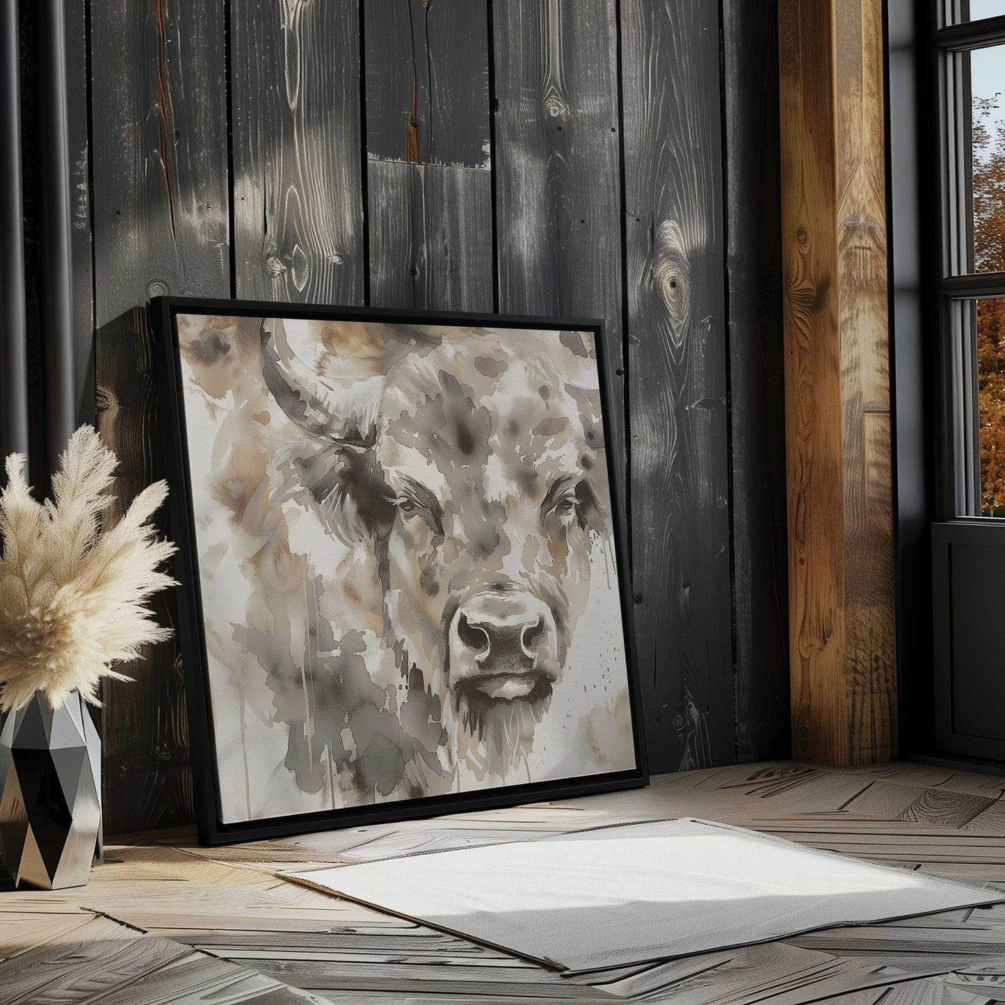 Watercolor Bison Canvas Print