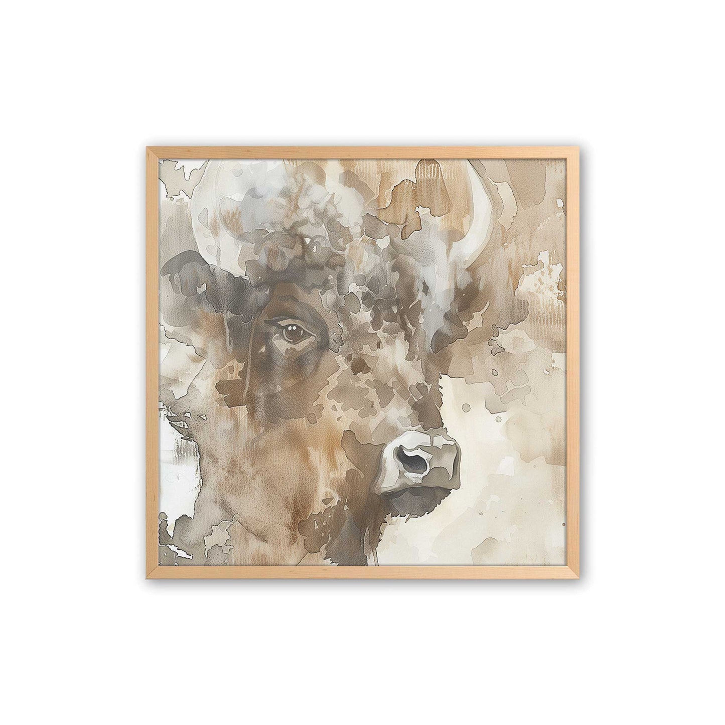 Bisons in Watercolor Art Print, Set of 2