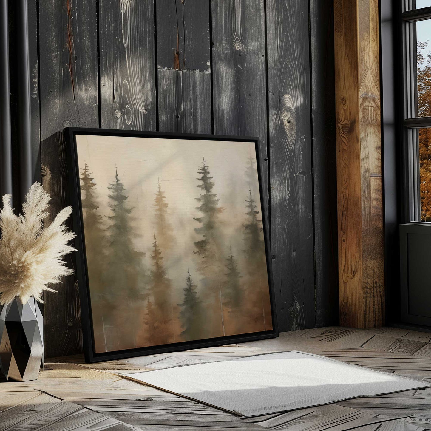 Foggy Autumn Pines I Canvas Print