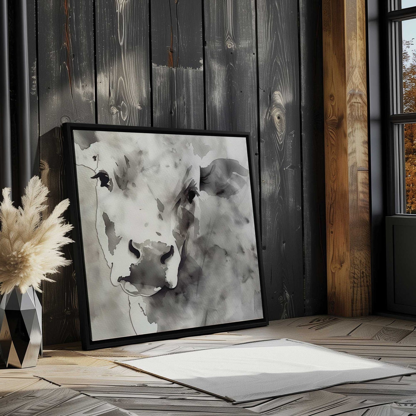 Watercolor Cow Portrait I Canvas Print