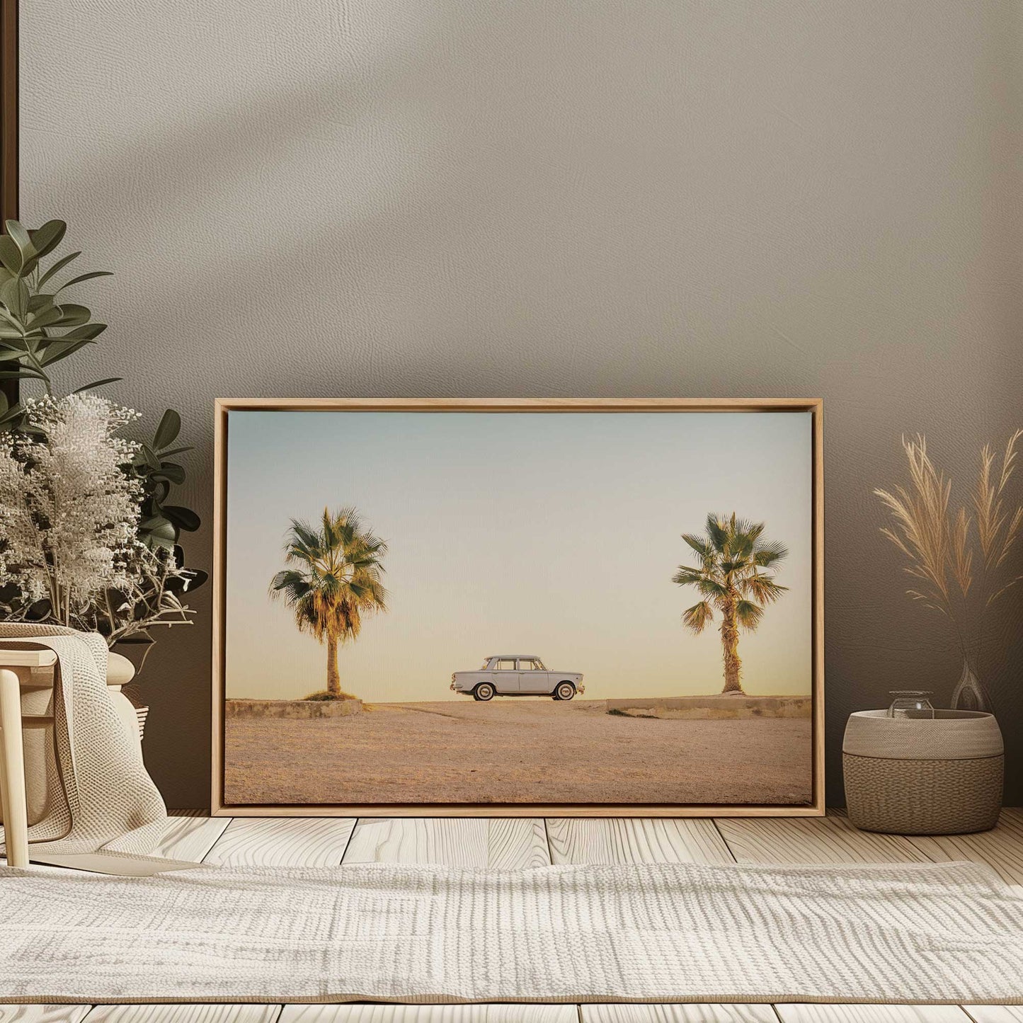 Vintage Car and Palm Trees Canvas Print