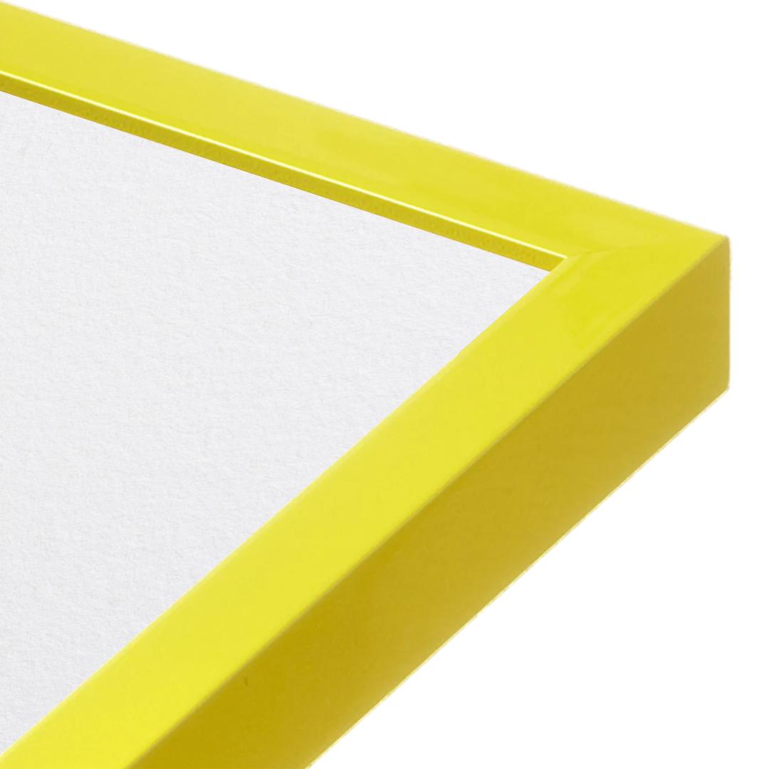 [LIFESTYLE],Sunburst Yellow Narrow Width Wall Frame in a room