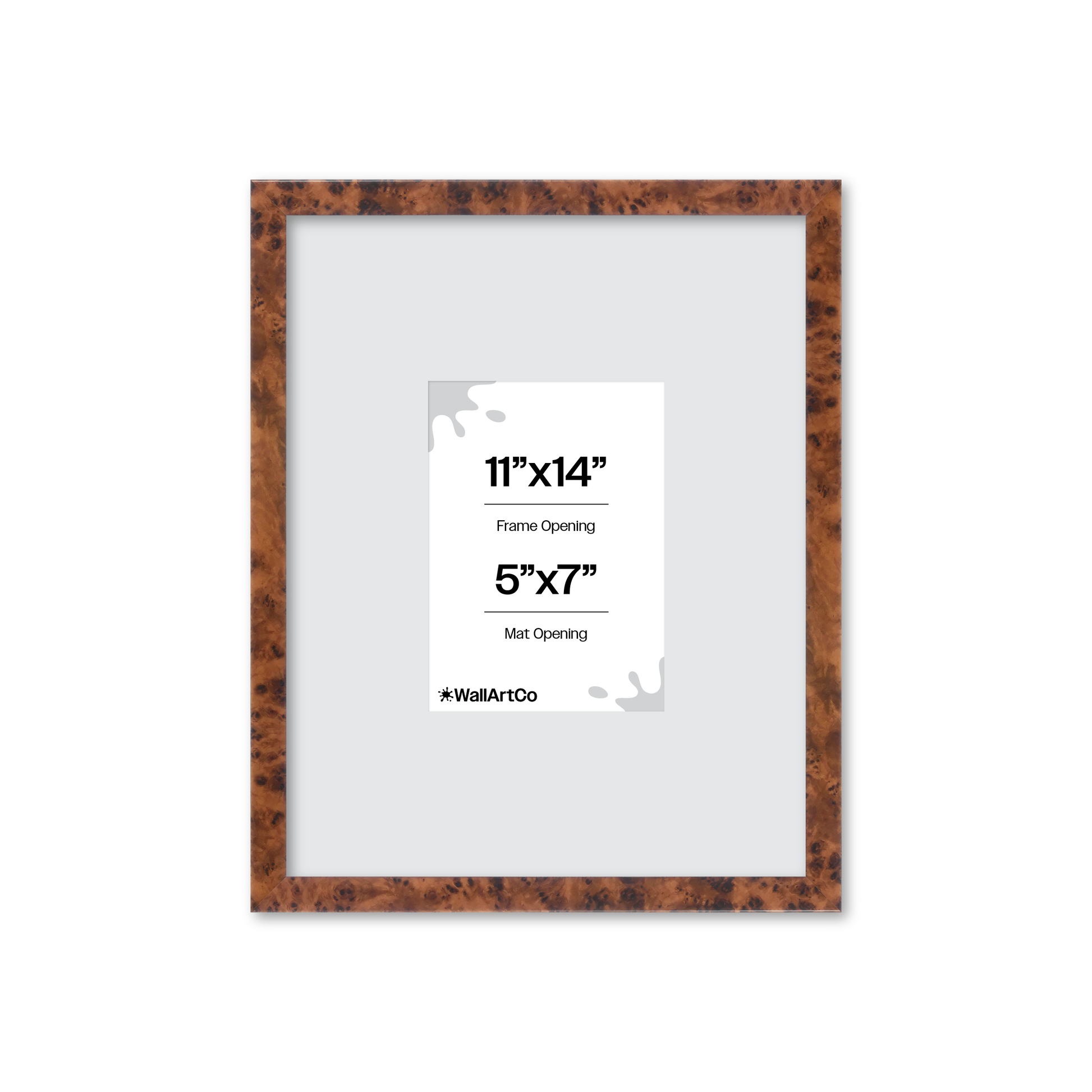 11" x 14" Amber Burlwood Verona Wall Frame