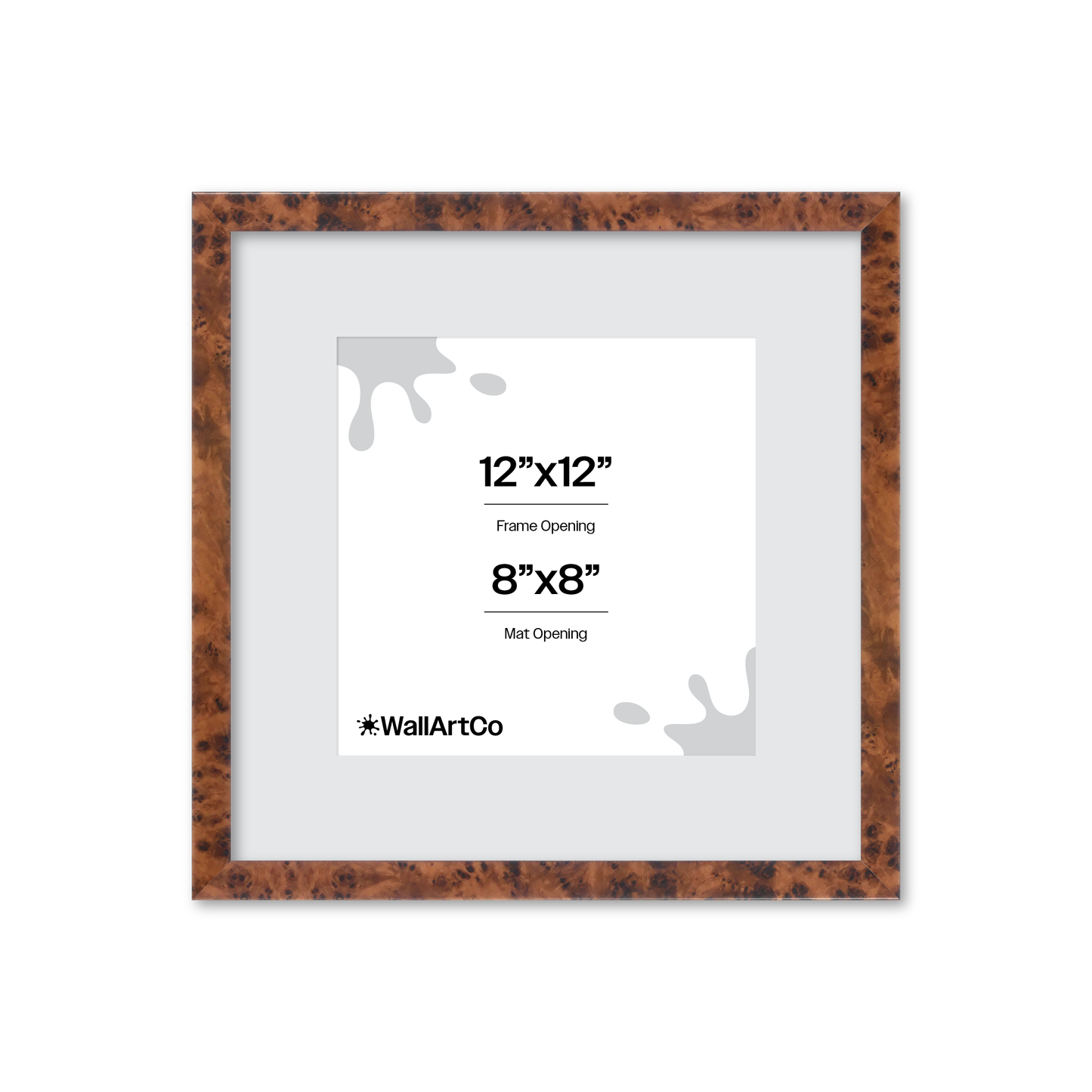 12" x 12" Amber Burlwood Verona Wall Frame