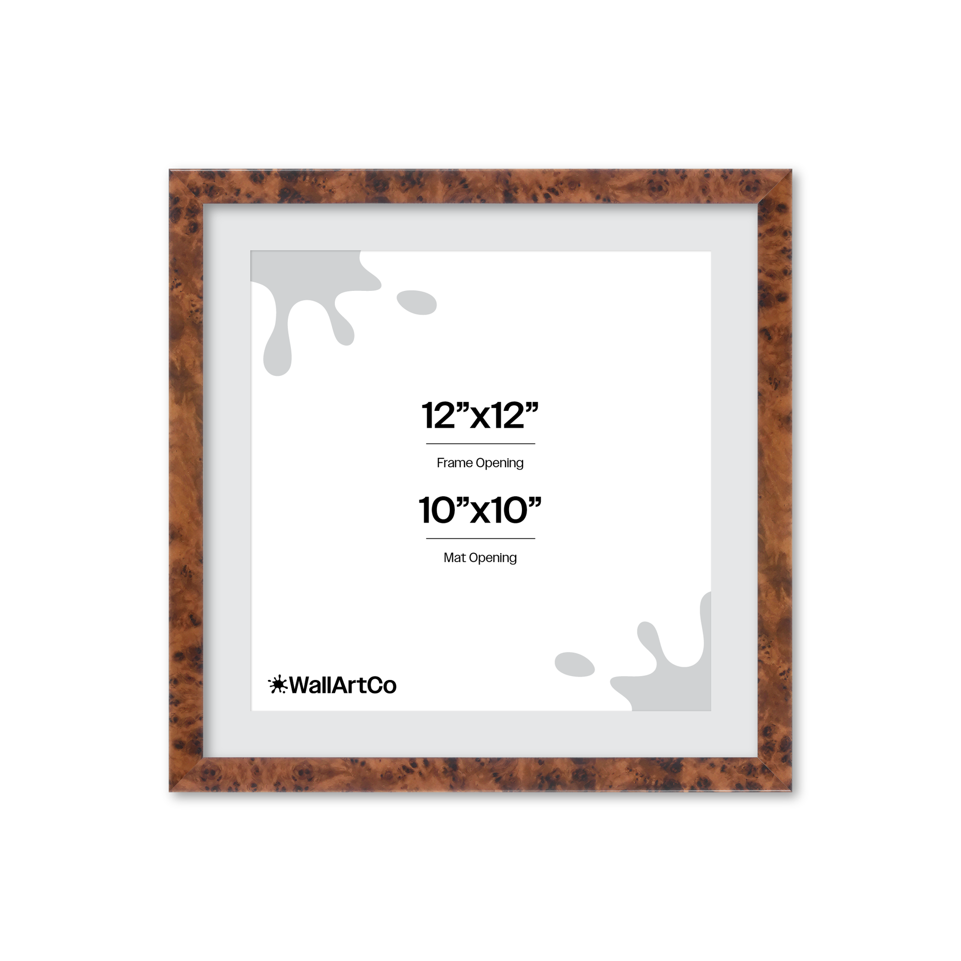 12" x 12" Amber Burlwood Verona Wall Frame