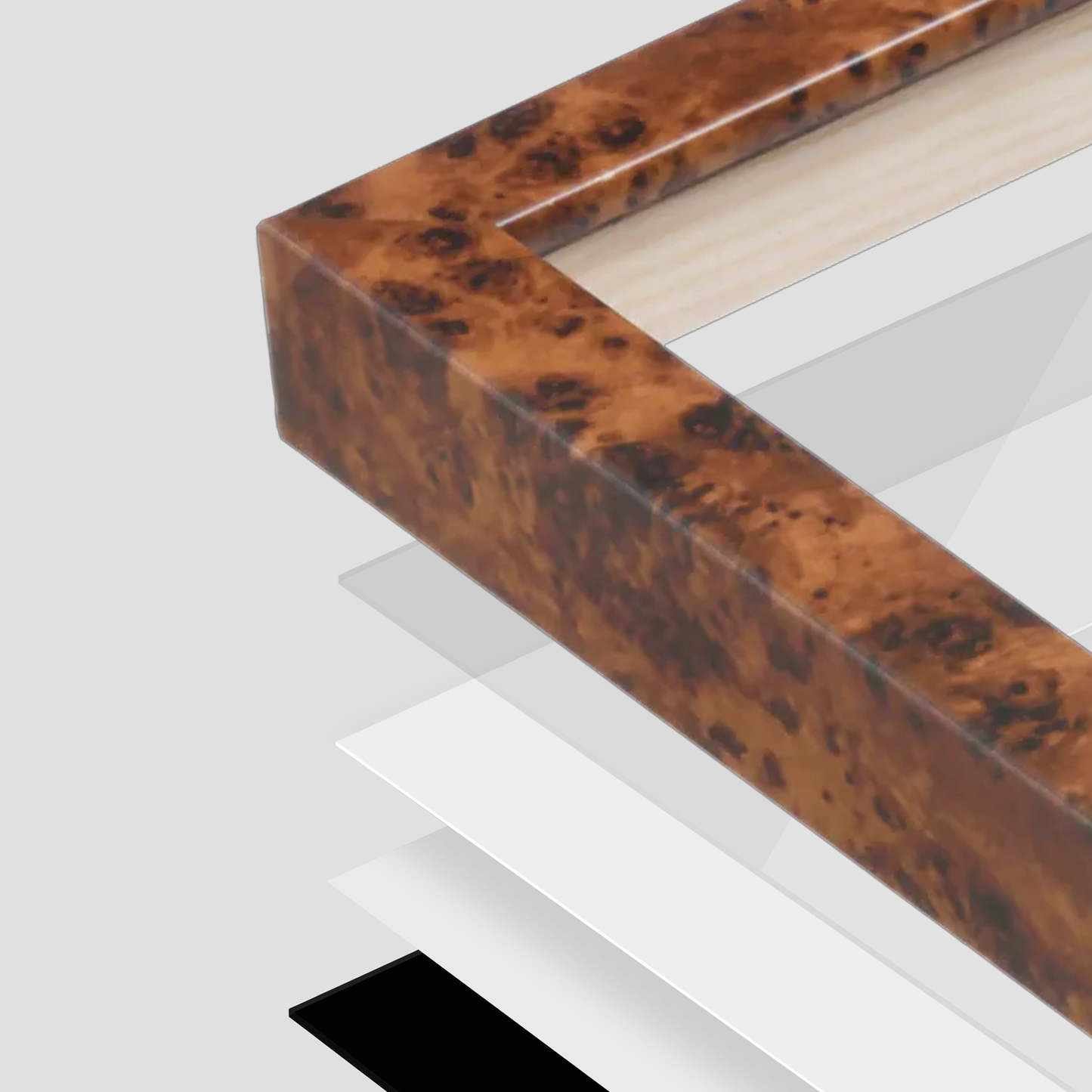 corner of the Amber Burlwood Verona Wall Frame