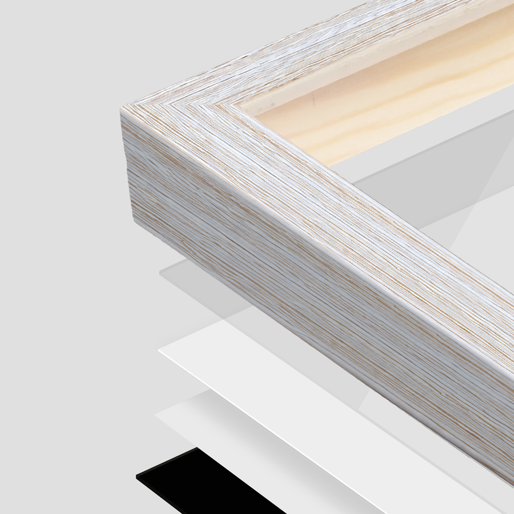 corner of the White Wash Natural Sierra Wall Frame