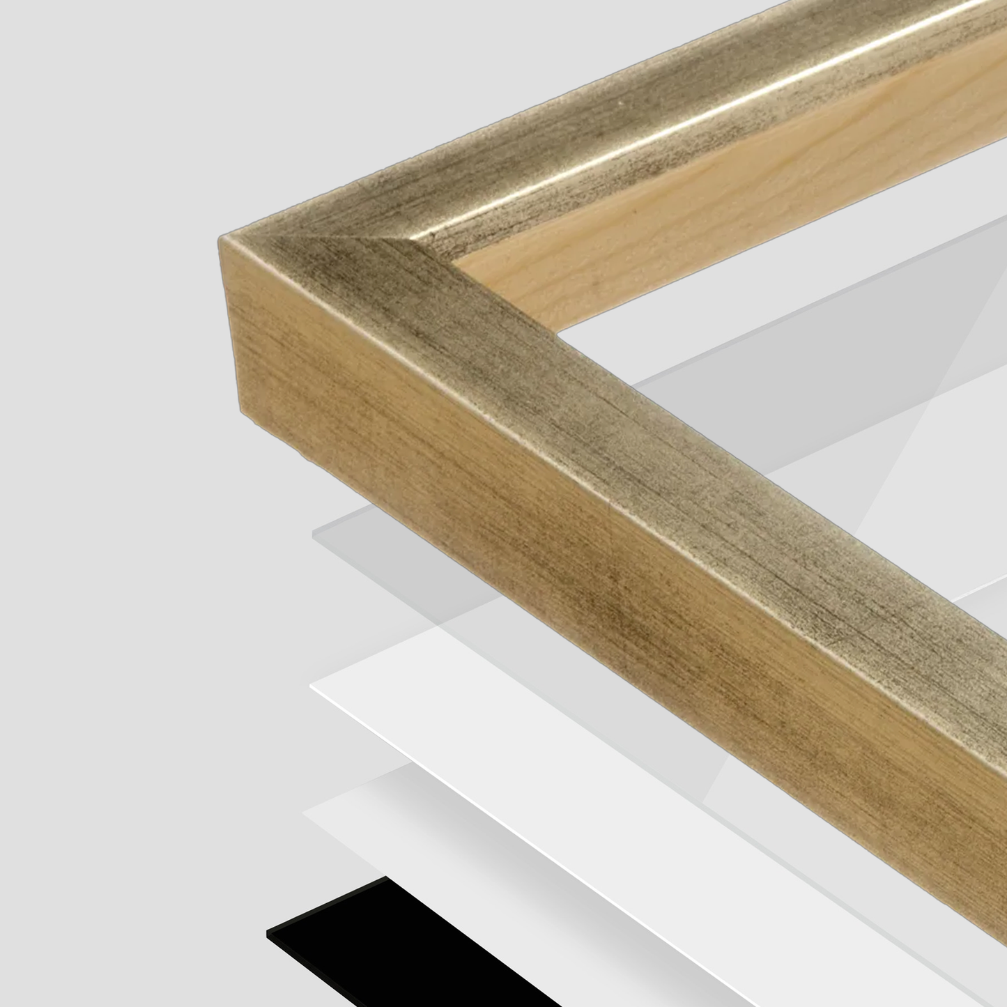 corner of the Pale Silver Monaco Wall Frame