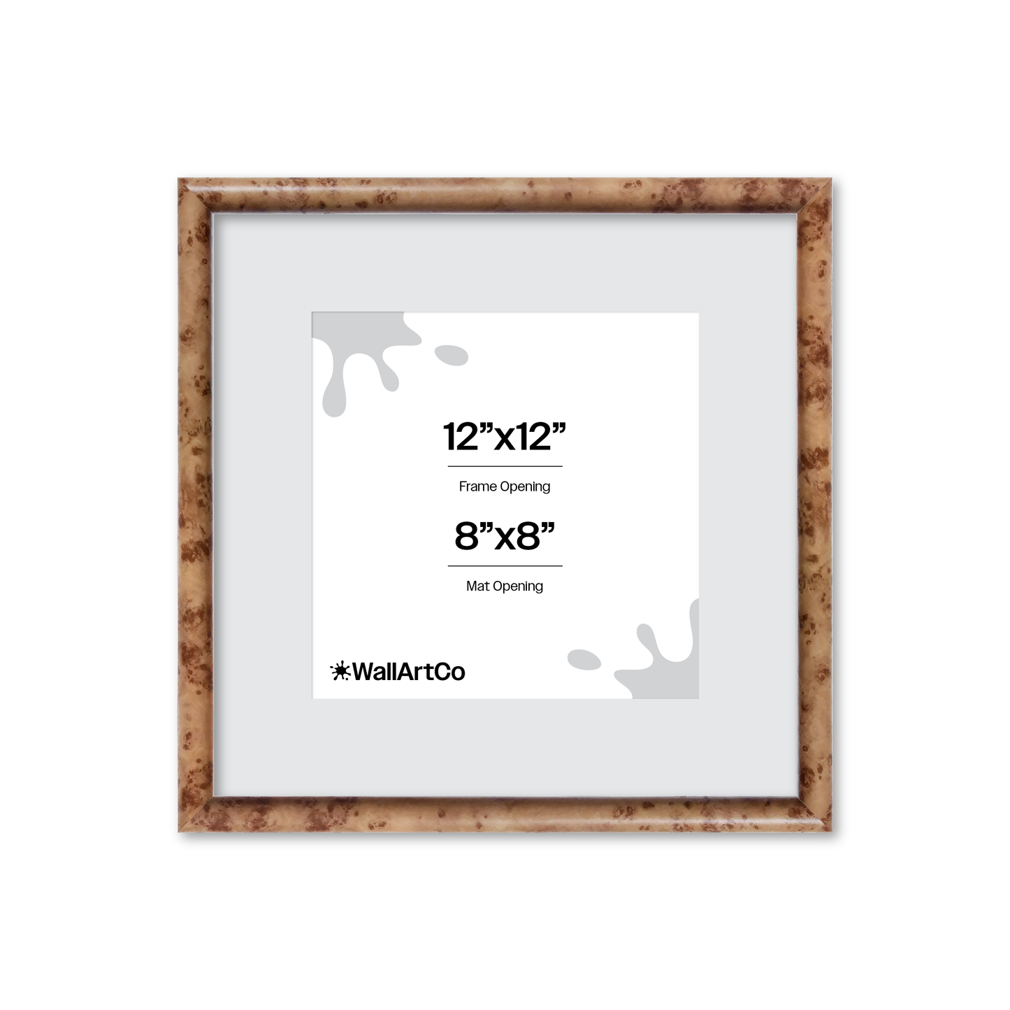 12" x 12" Caramel Burlwood Milano Wall Frame