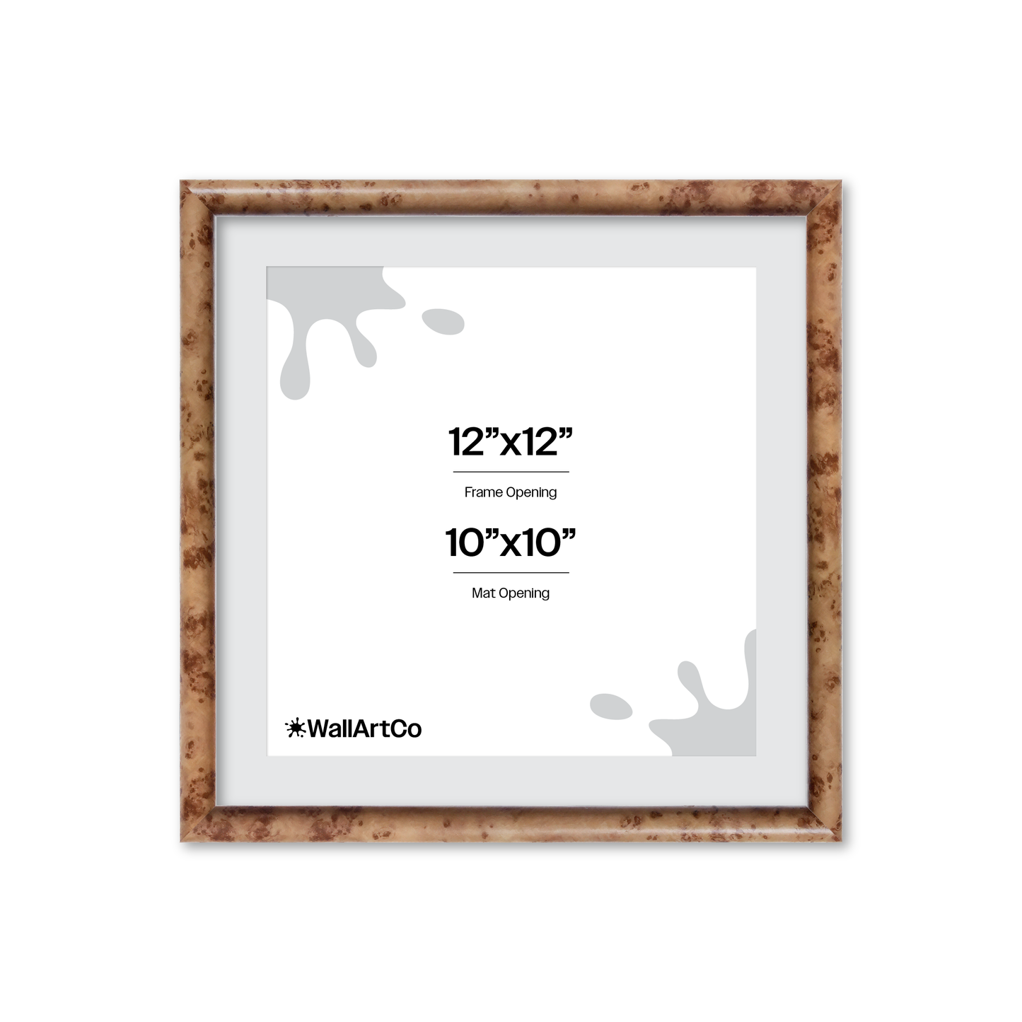 12" x 12" Caramel Burlwood Milano Wall Frame