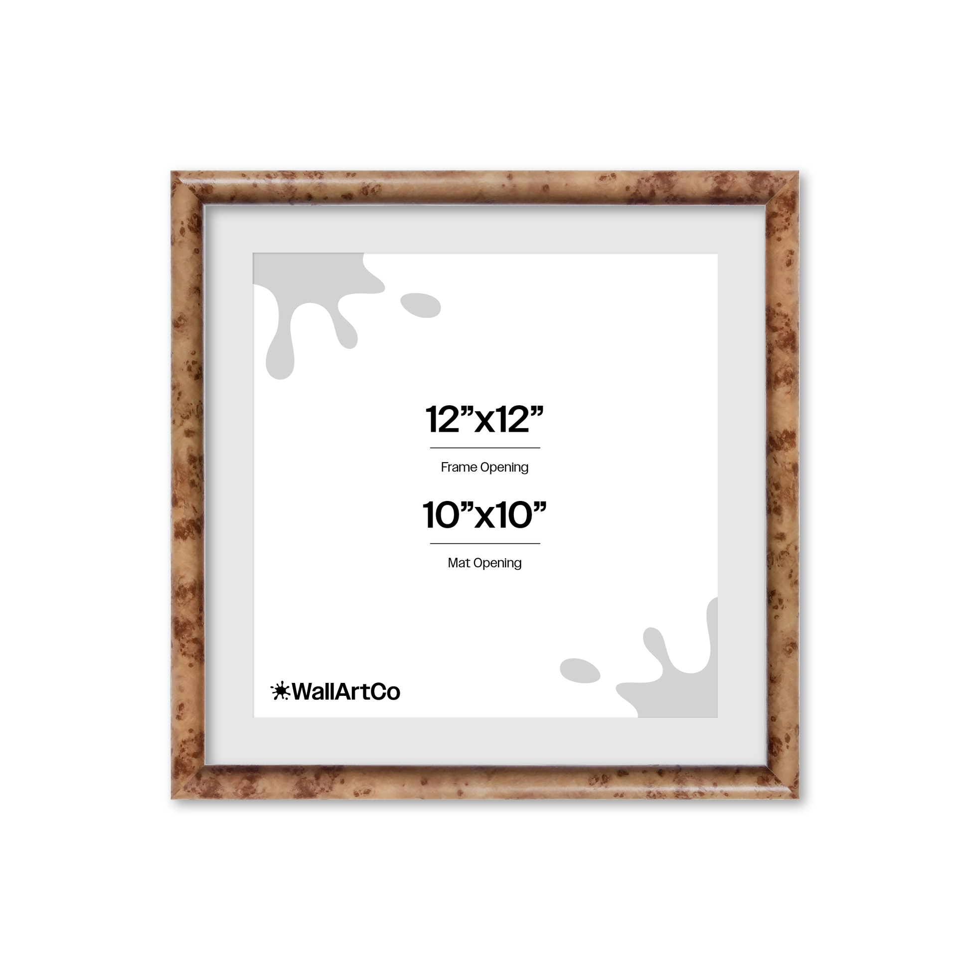12" x 12" Caramel Burlwood Milano Wall Frame