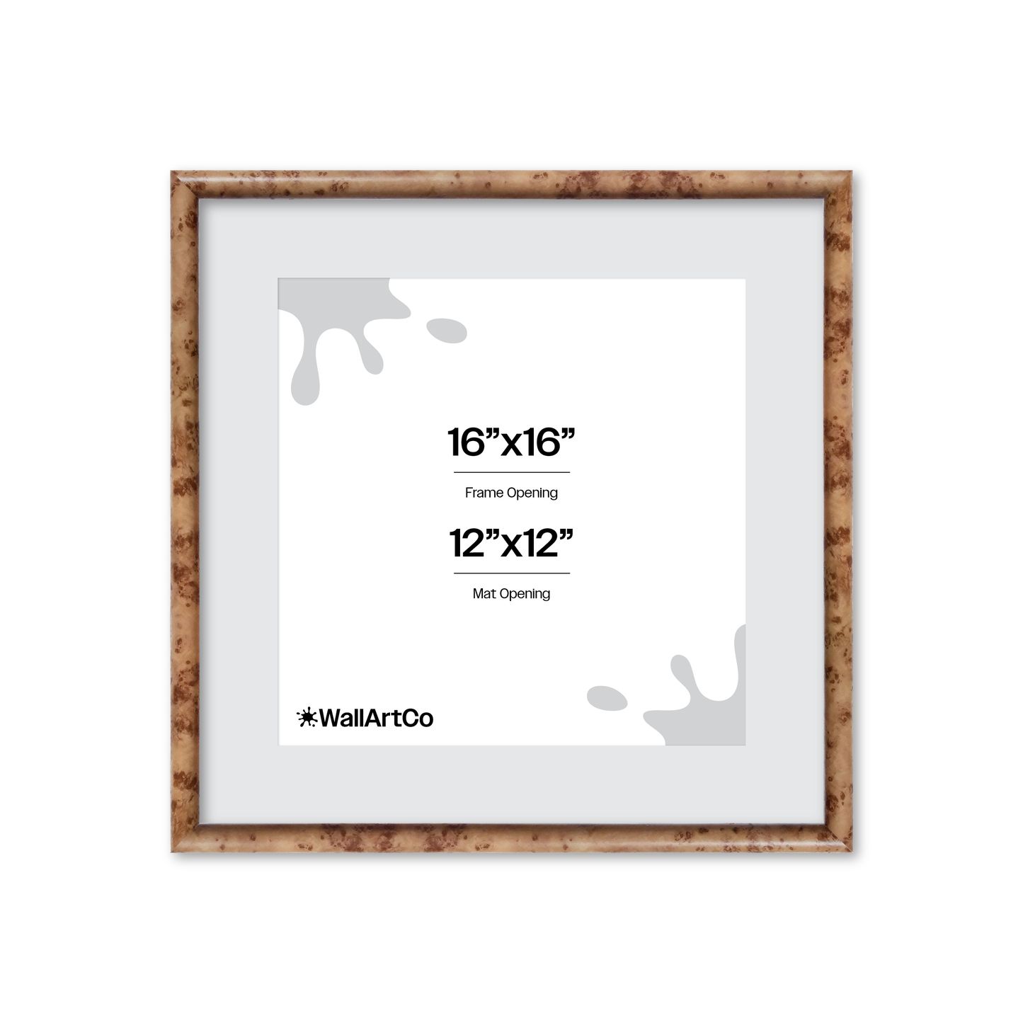 16" x 16" Caramel Burlwood Milano Wall Frame