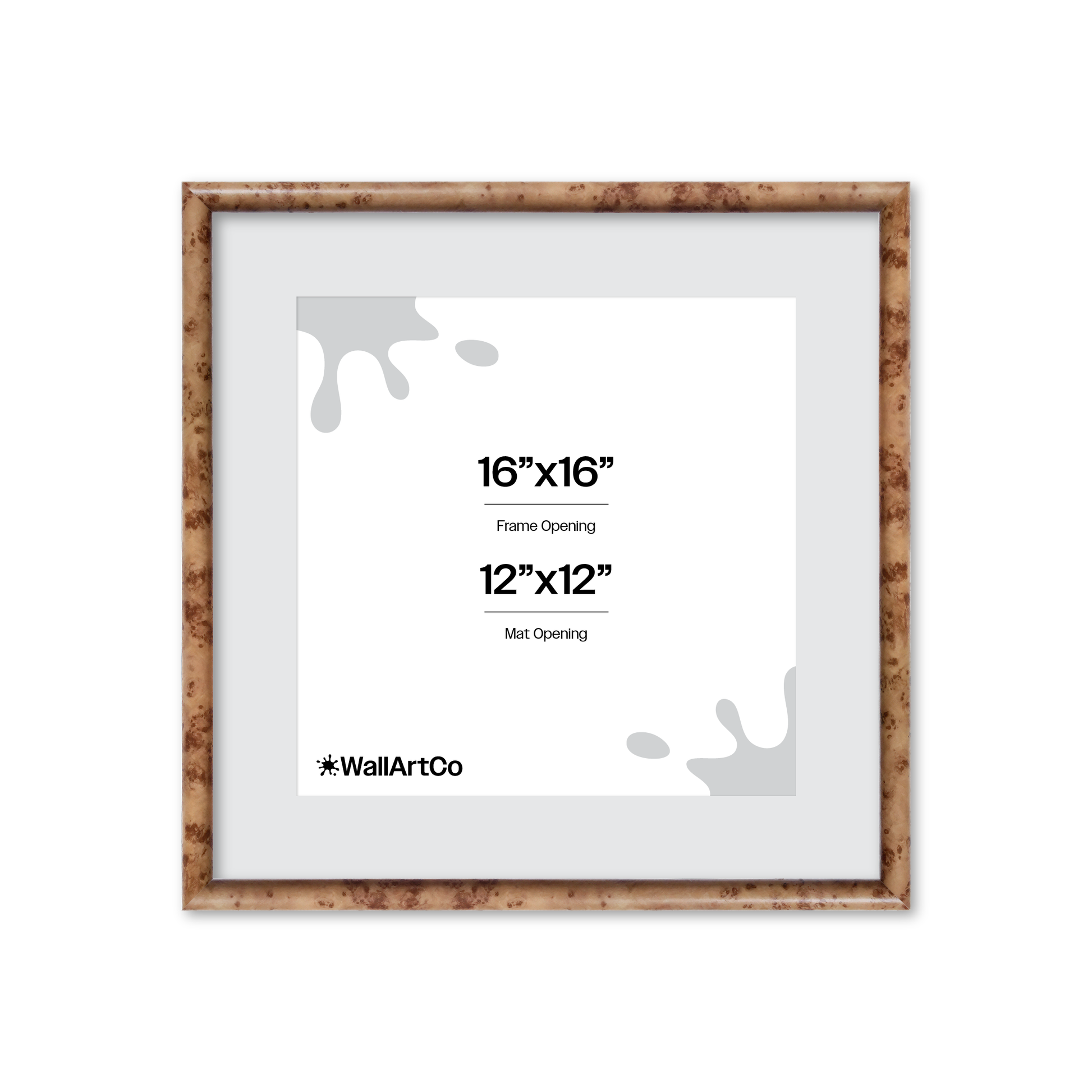 16" x 16" Caramel Burlwood Milano Wall Frame
