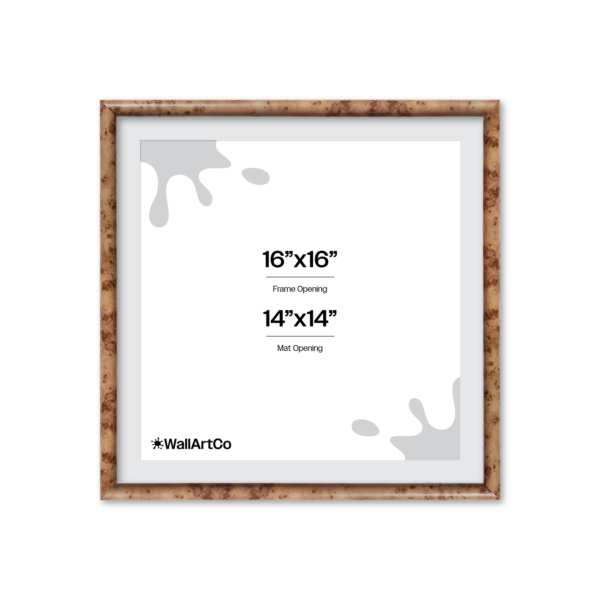 16" x 16" Caramel Burlwood Milano Wall Frame