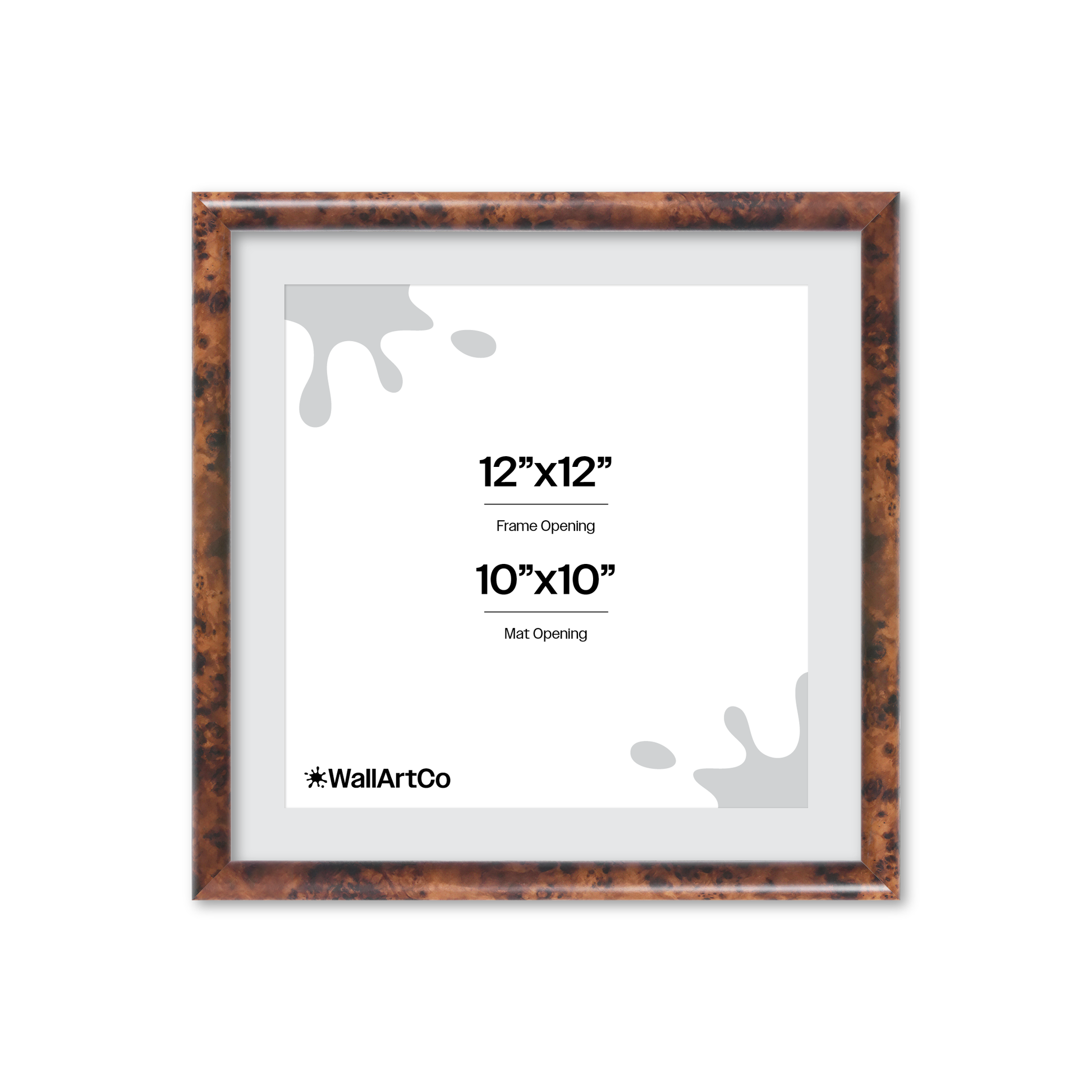 12" x 12" Amber Burlwood Milano Wall Frame