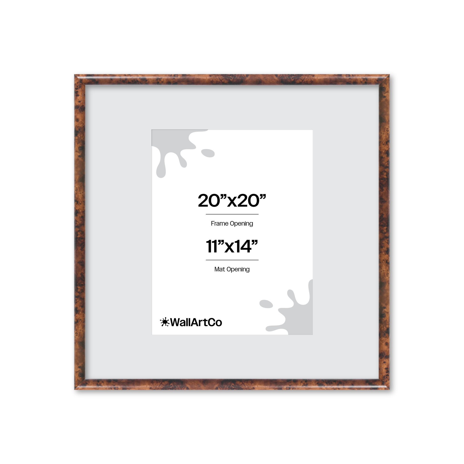 20" x 20" Amber Burlwood Milano Wall Frame