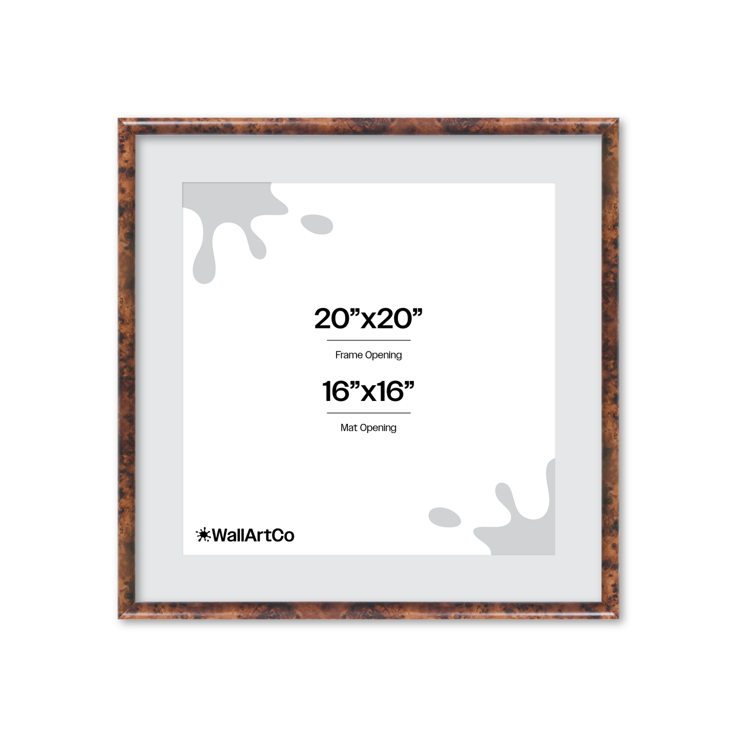 20" x 20" Amber Burlwood Milano Wall Frame