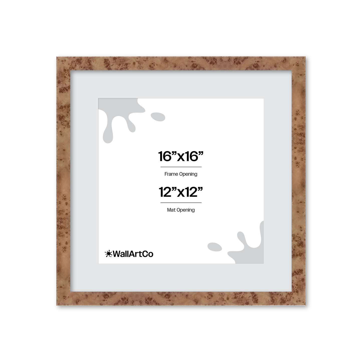 16" x 16" Caramel Burlwood Lucca Wall Frame