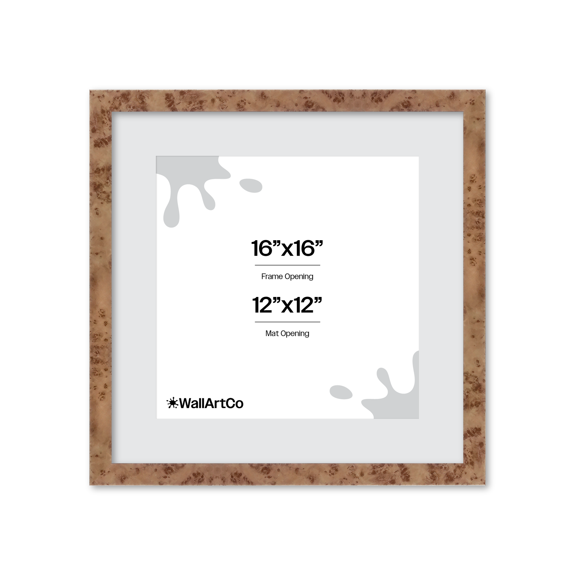 16" x 16" Caramel Burlwood Lucca Wall Frame
