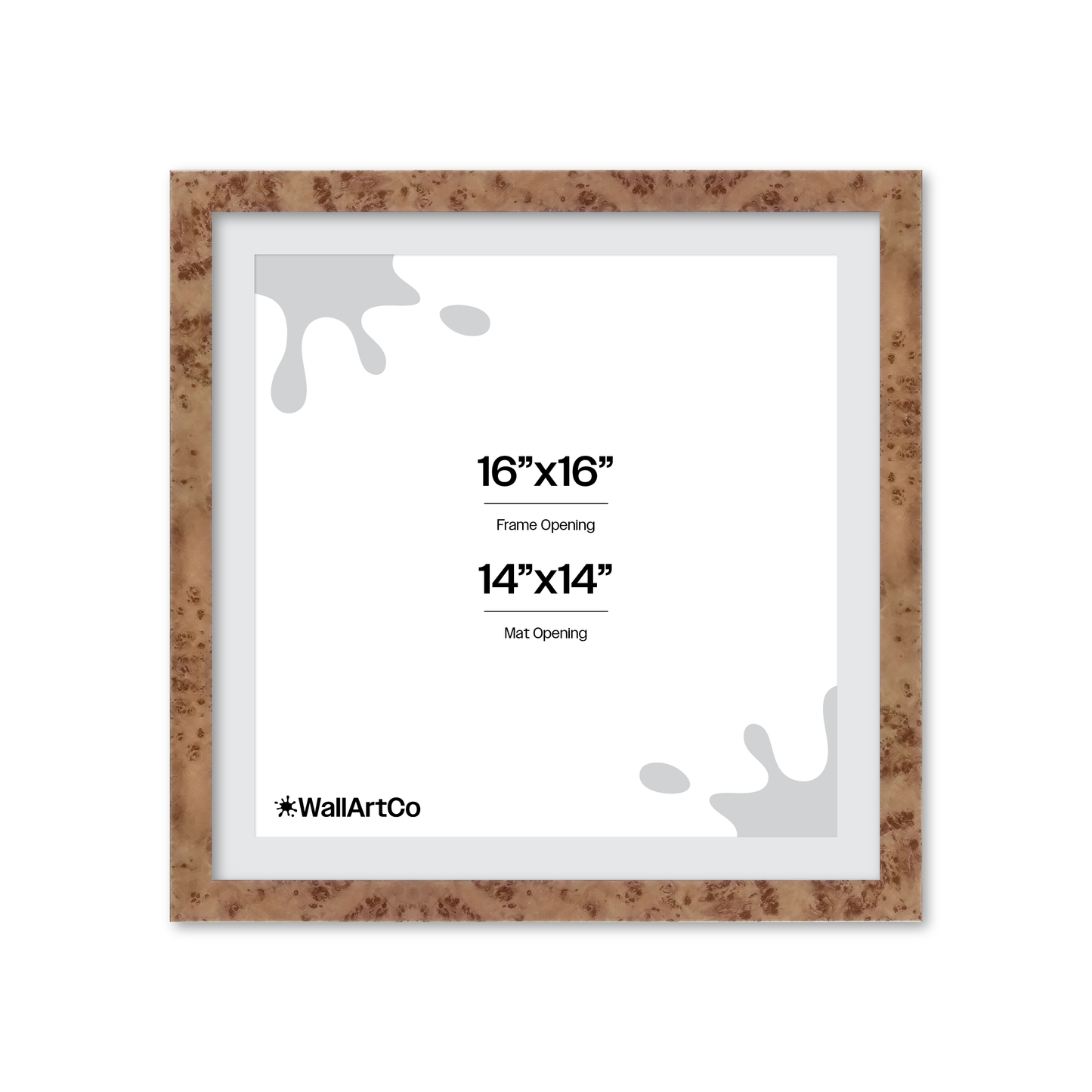16" x 16" Caramel Burlwood Lucca Wall Frame