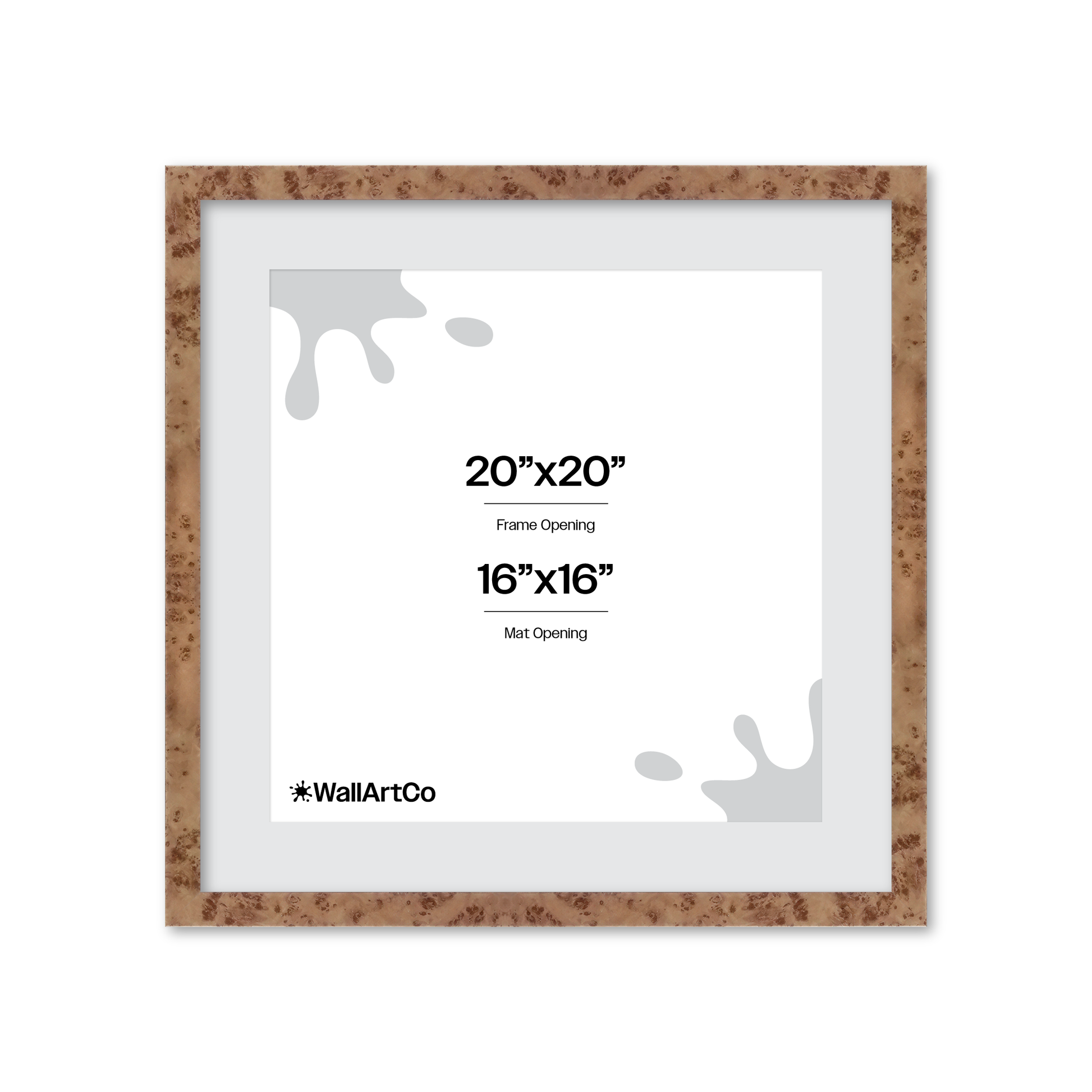 20" x 20" Caramel Burlwood Lucca Wall Frame