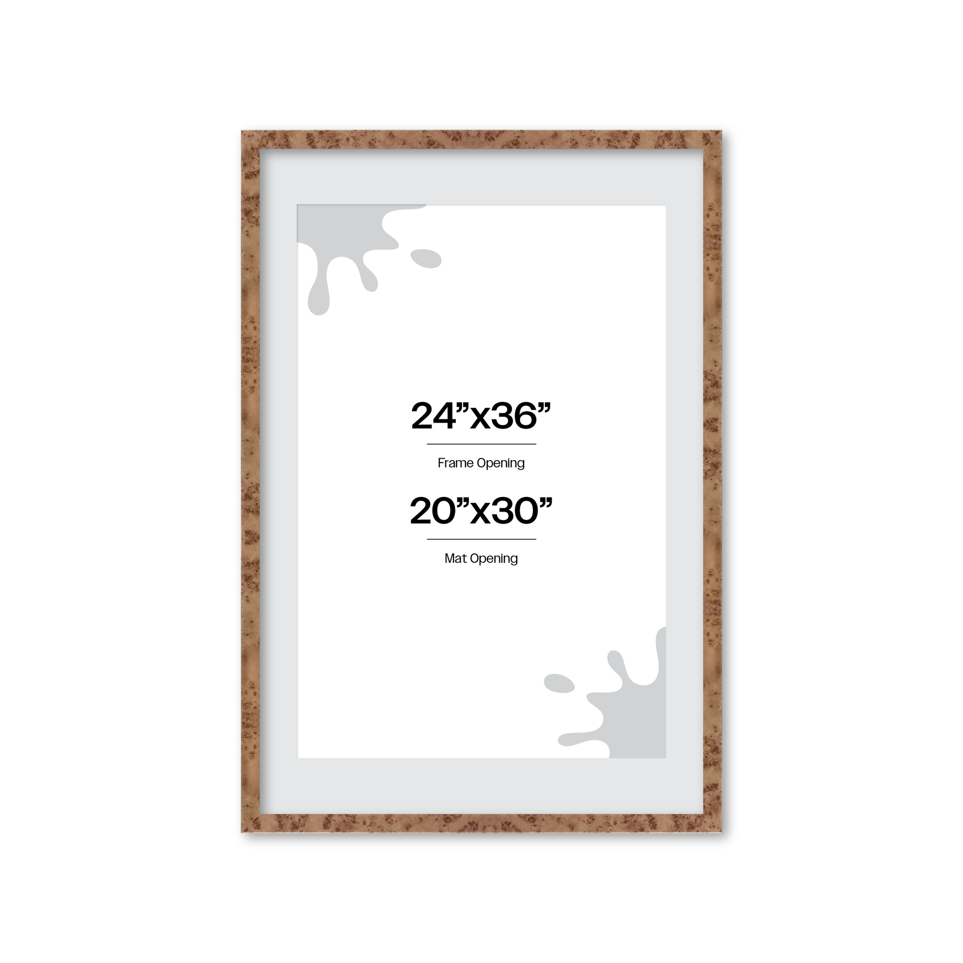 24" x 36" Caramel Burlwood Lucca Wall Frame