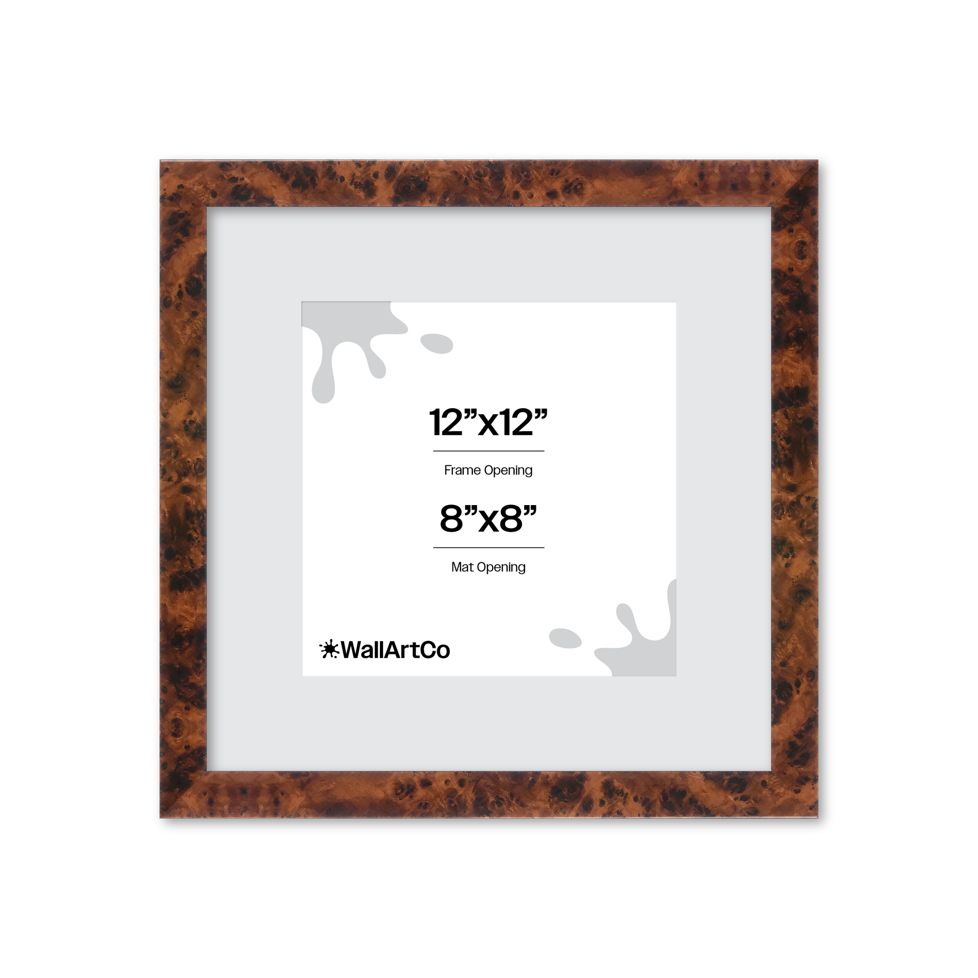 12" x 12" Amber Burlwood Lucca Wall Frame