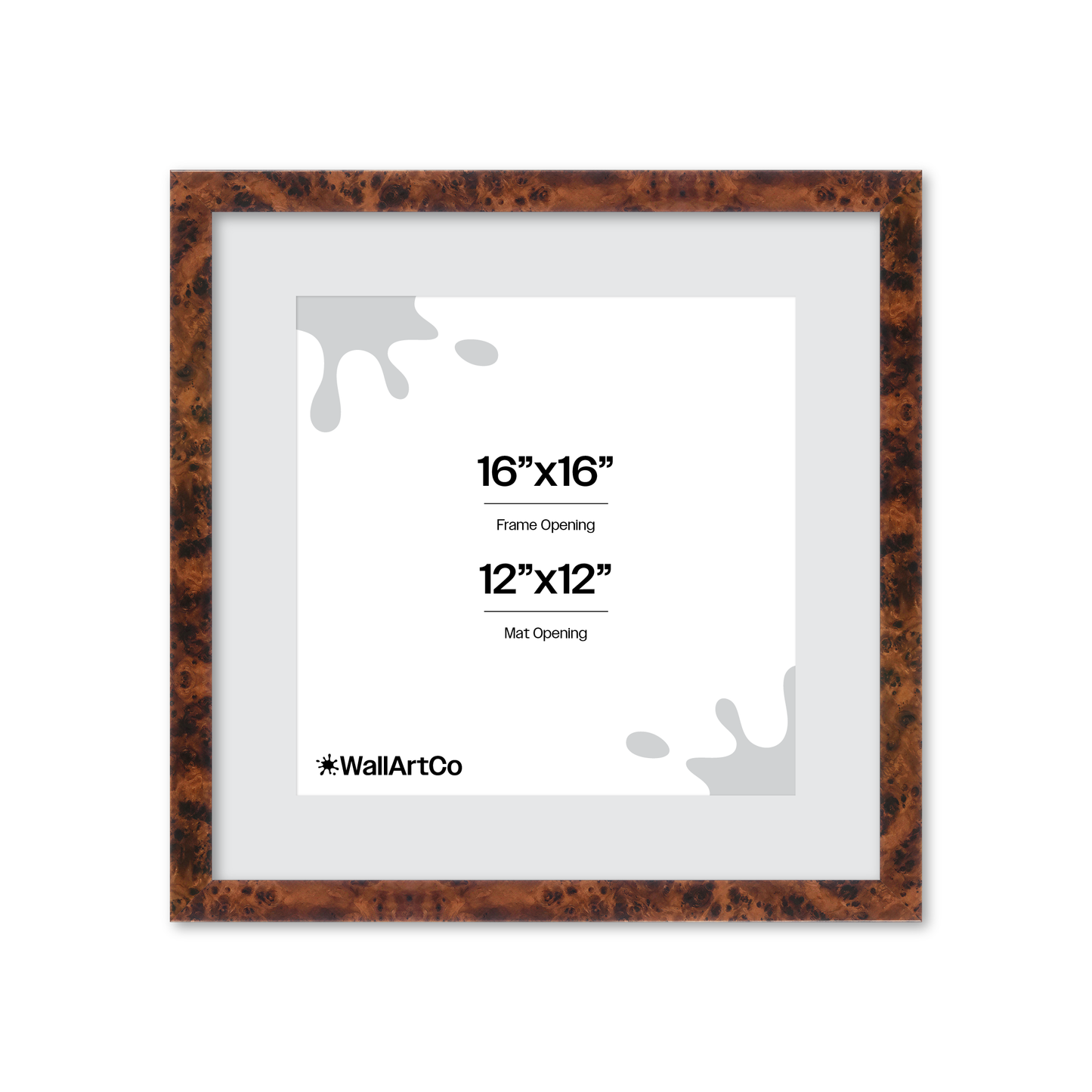 16" x 16" Amber Burlwood Lucca Wall Frame
