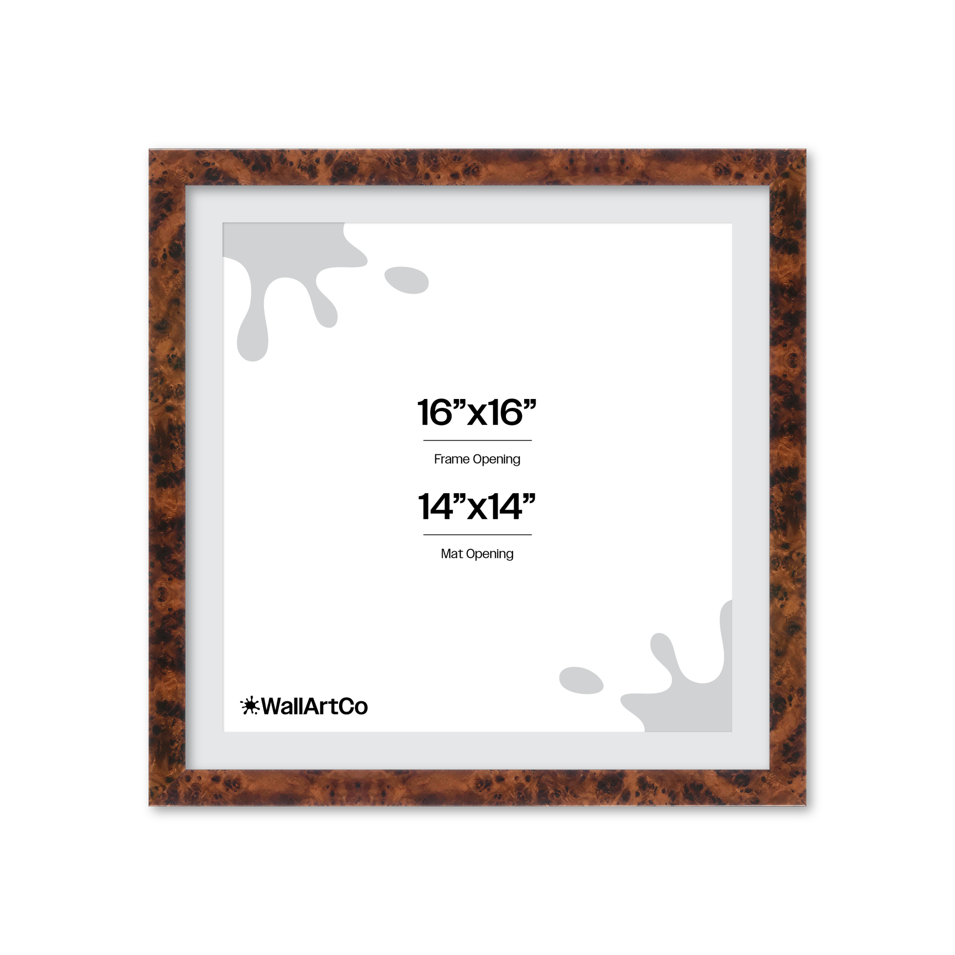 16" x 16" Amber Burlwood Lucca Wall Frame