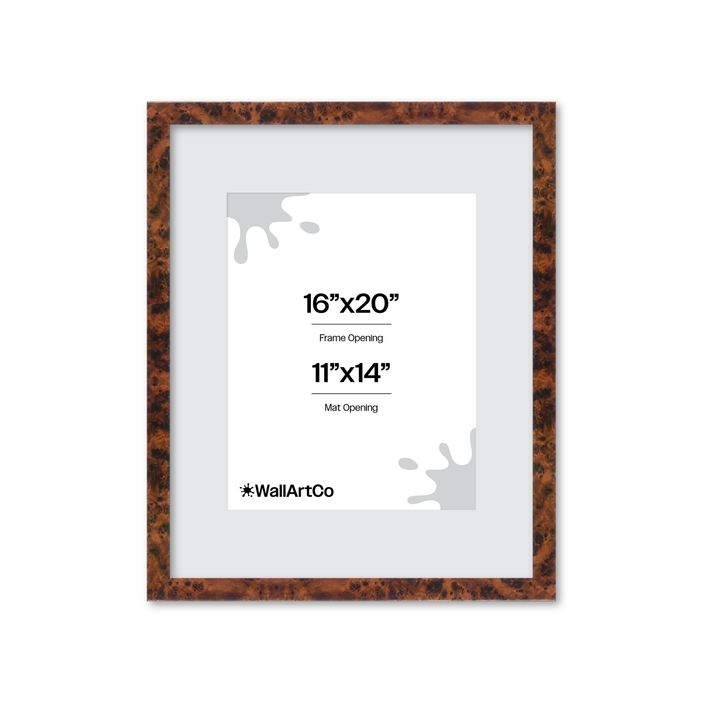 16" x 20" Amber Burlwood Lucca Wall Frame