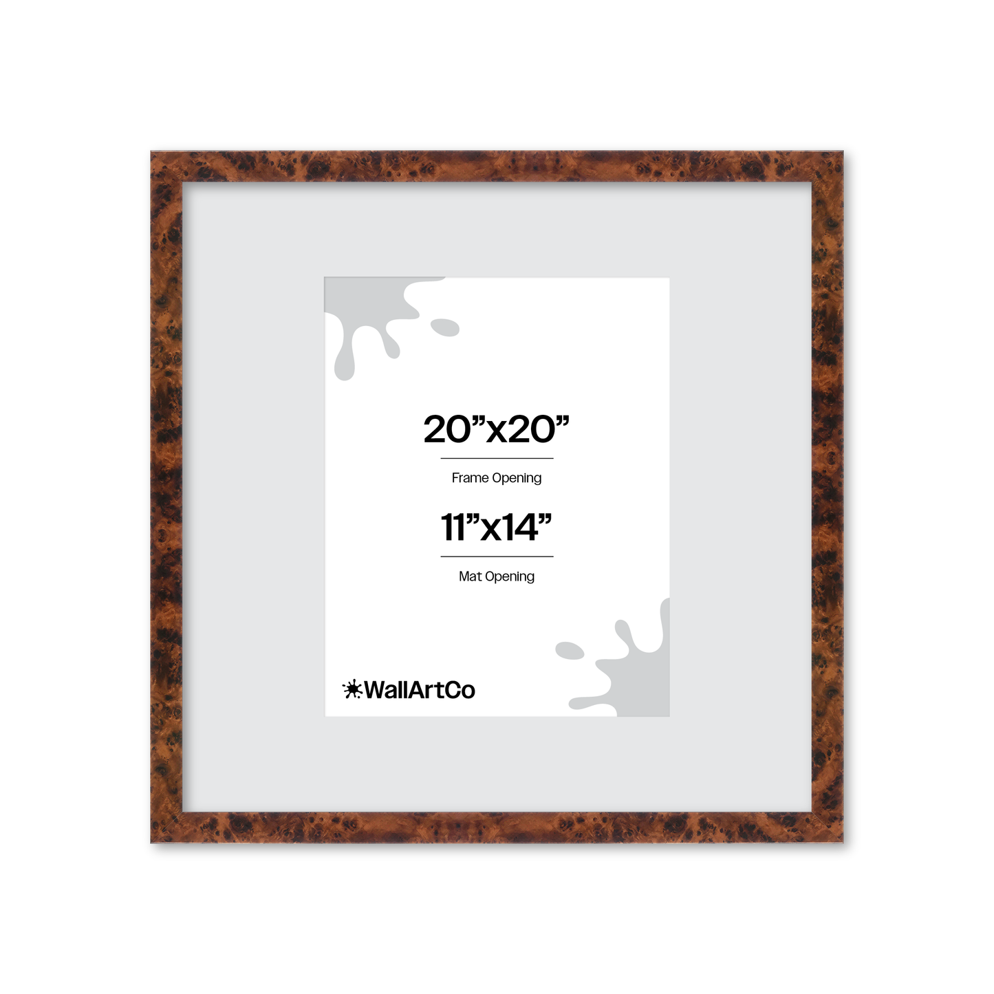 20" x 20" Amber Burlwood Lucca Wall Frame