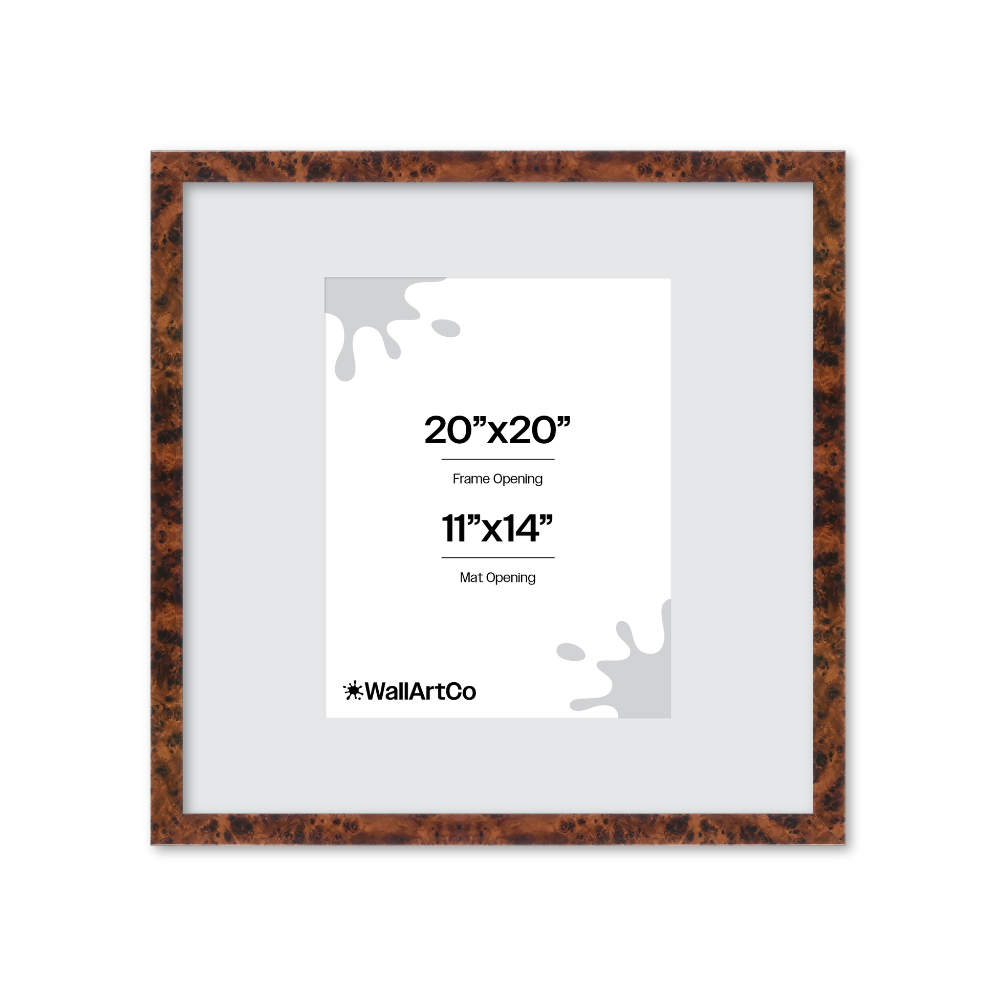 20" x 20" Amber Burlwood Lucca Wall Frame
