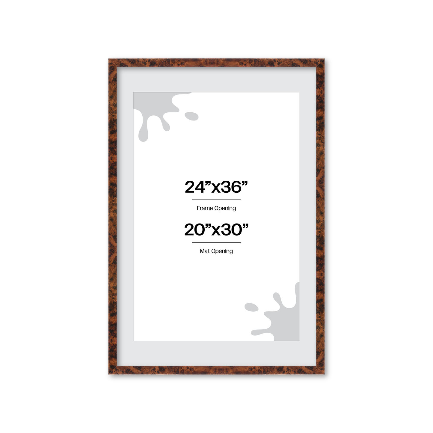 24" x 36" Amber Burlwood Lucca Wall Frame
