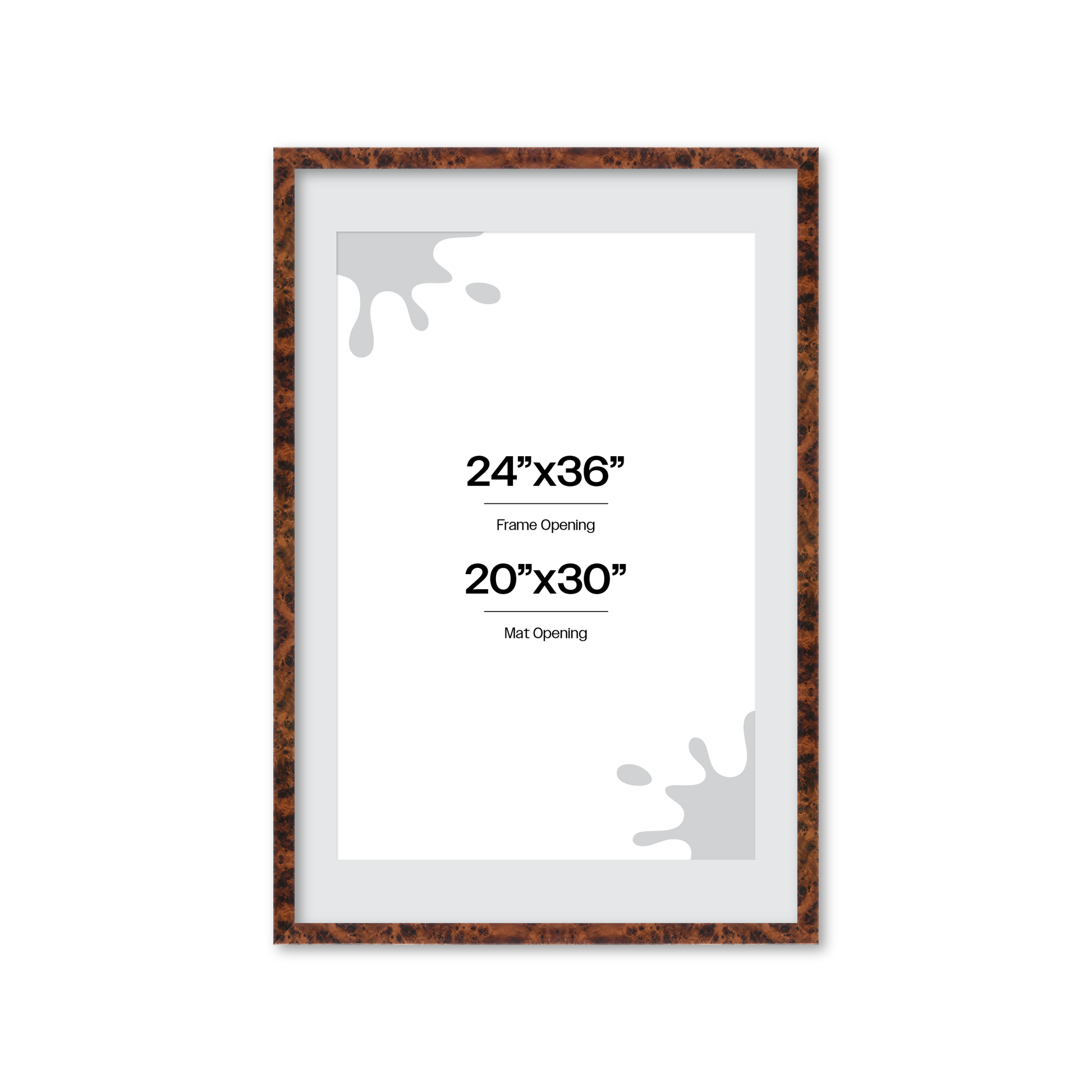 24" x 36" Amber Burlwood Lucca Wall Frame