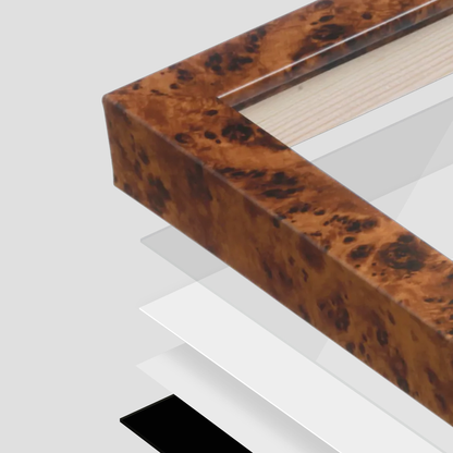corner of the Amber Burlwood Lucca Wall Frame