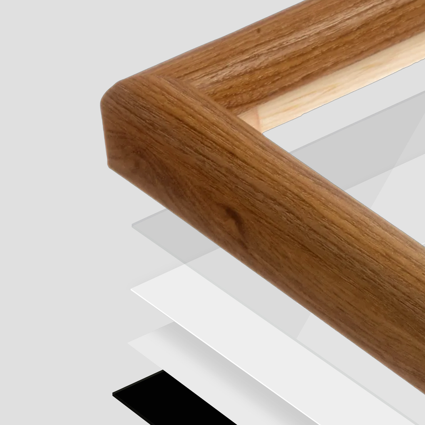 corner of the Light Walnut Hudson Wall Frame