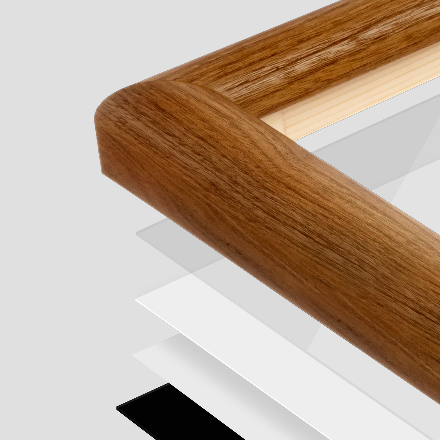 corner of the Light Walnut Hudson Valley Wall Frame