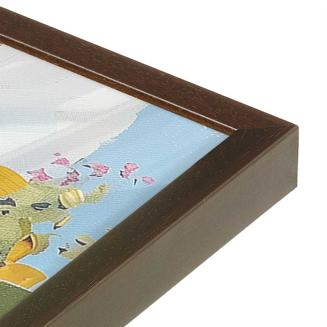 [Color:Brown], Picture of art in a Brown frame at an angle