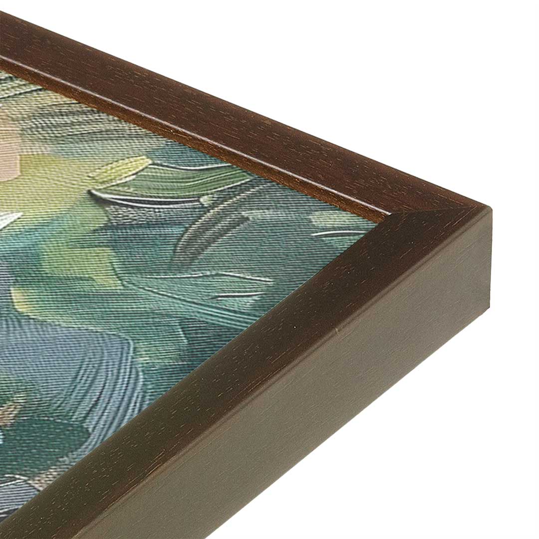 [Color:Brown], Picture of art in a Brown frame at an angle