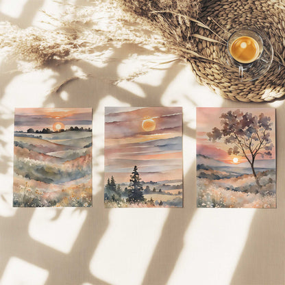 Dreamy Pastel Landscape Art Print, Set of 3
