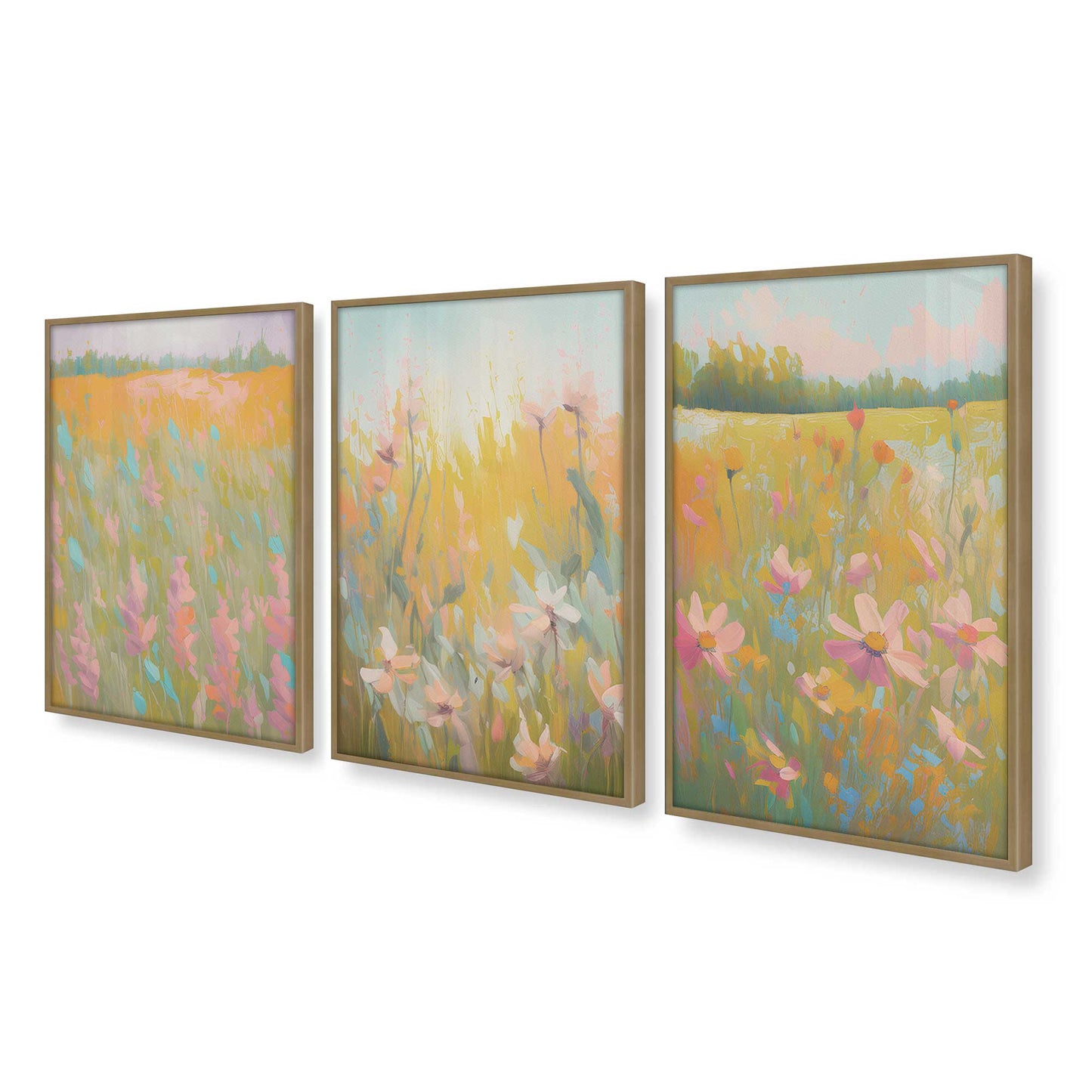 [Color:Brushed Gold], Picture of art in a Brushed Gold frame at an angle