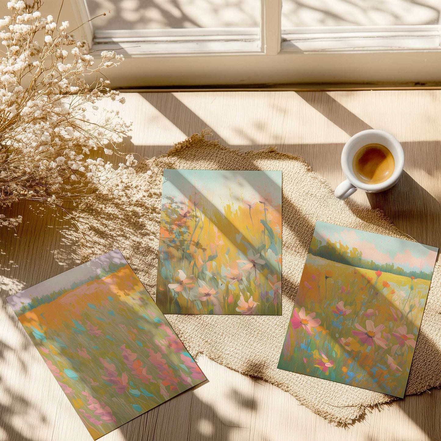 Symphony of Pastel Meadows Set of 3 Art Prints