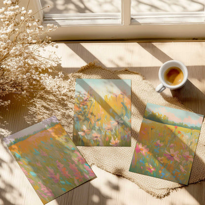 Symphony of Pastel Meadows Set of 3 Art Prints