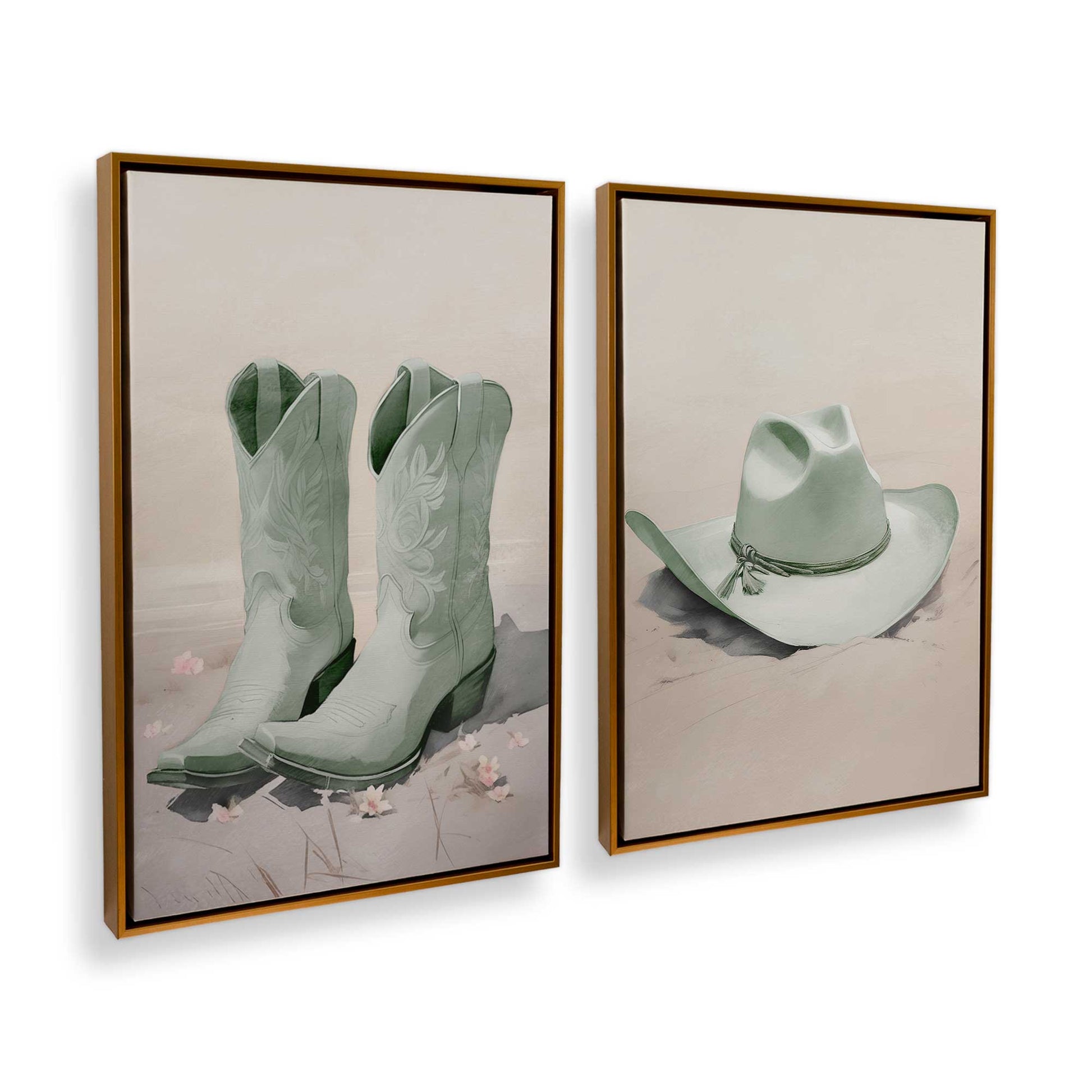 [Color:Polished Gold], Picture of art in a Polished Gold frame at an angle