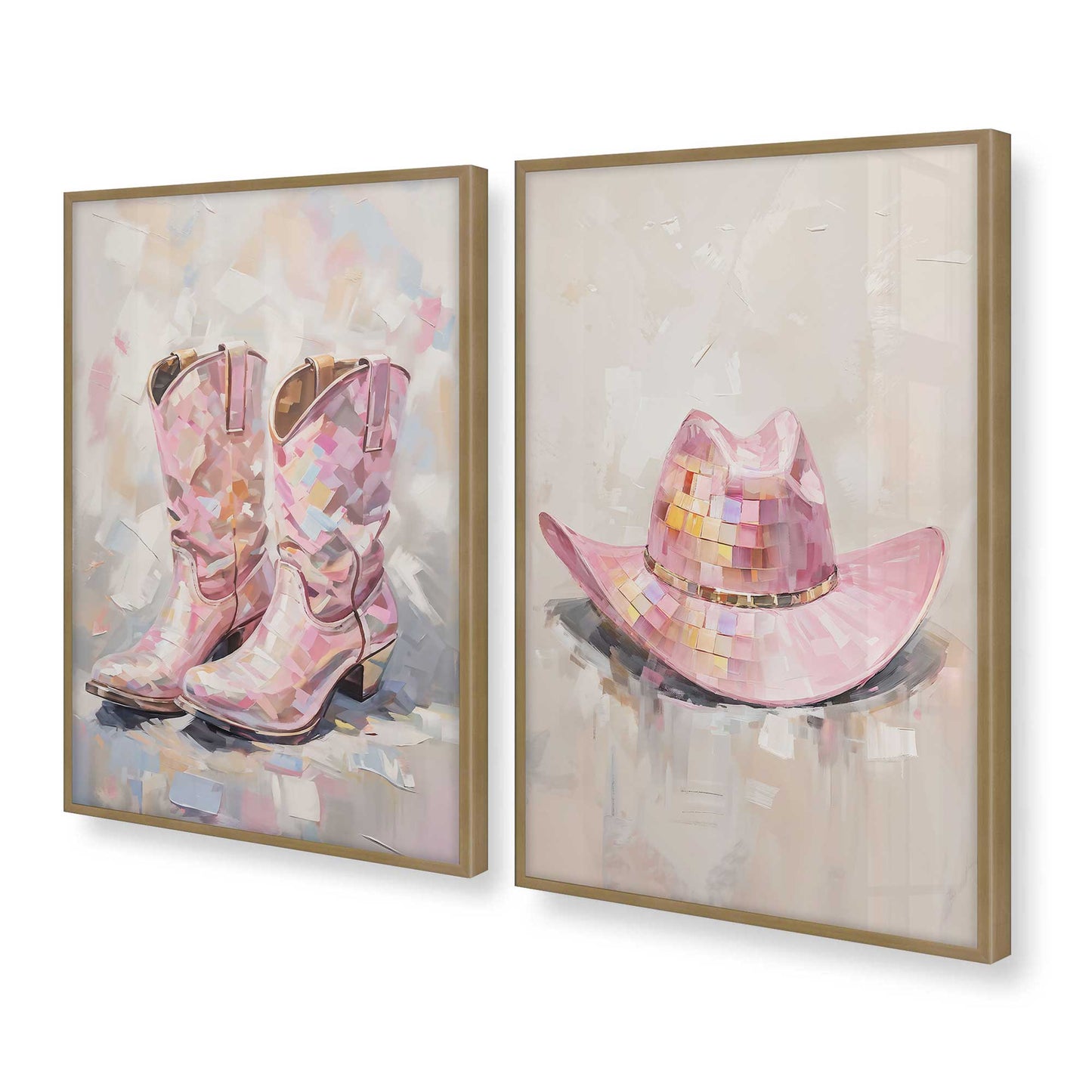 [Color:Brushed Gold], Picture of art in a Brushed Gold frame at an angle