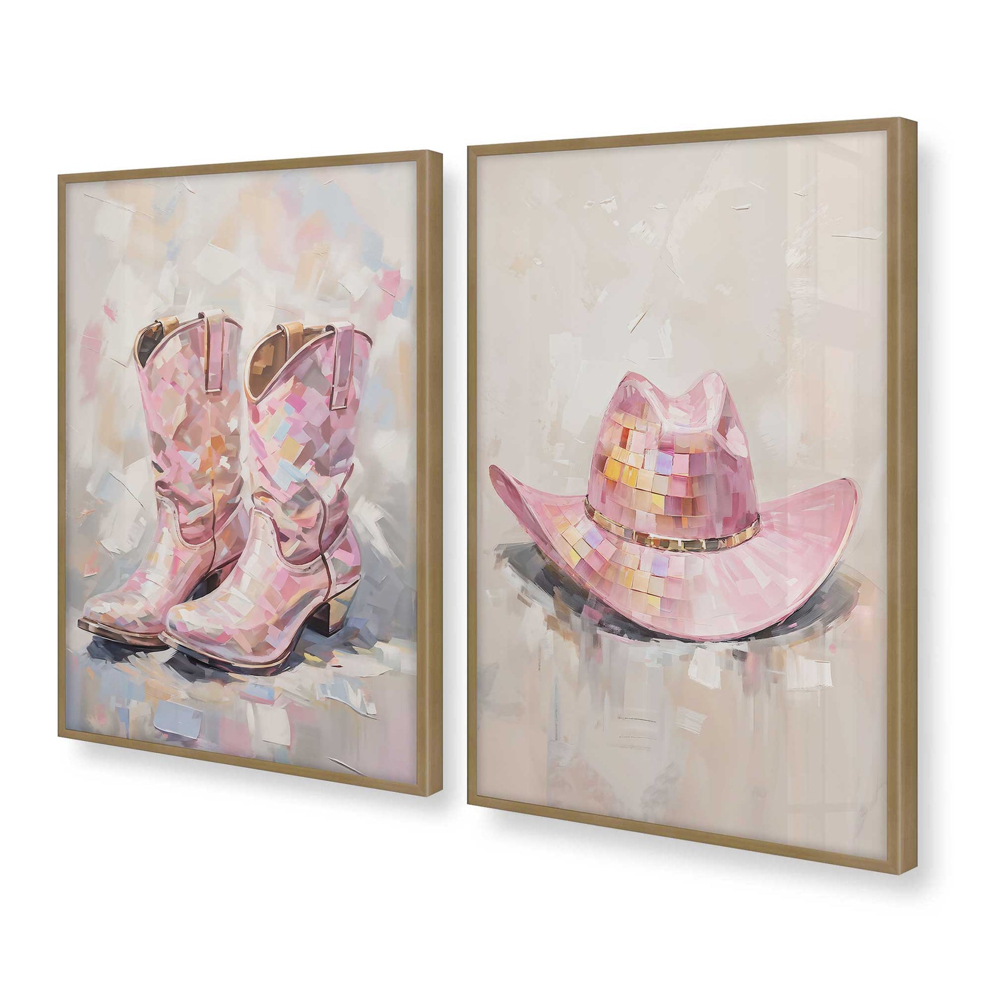 [Color:Brushed Gold], Picture of art in a Brushed Gold frame at an angle