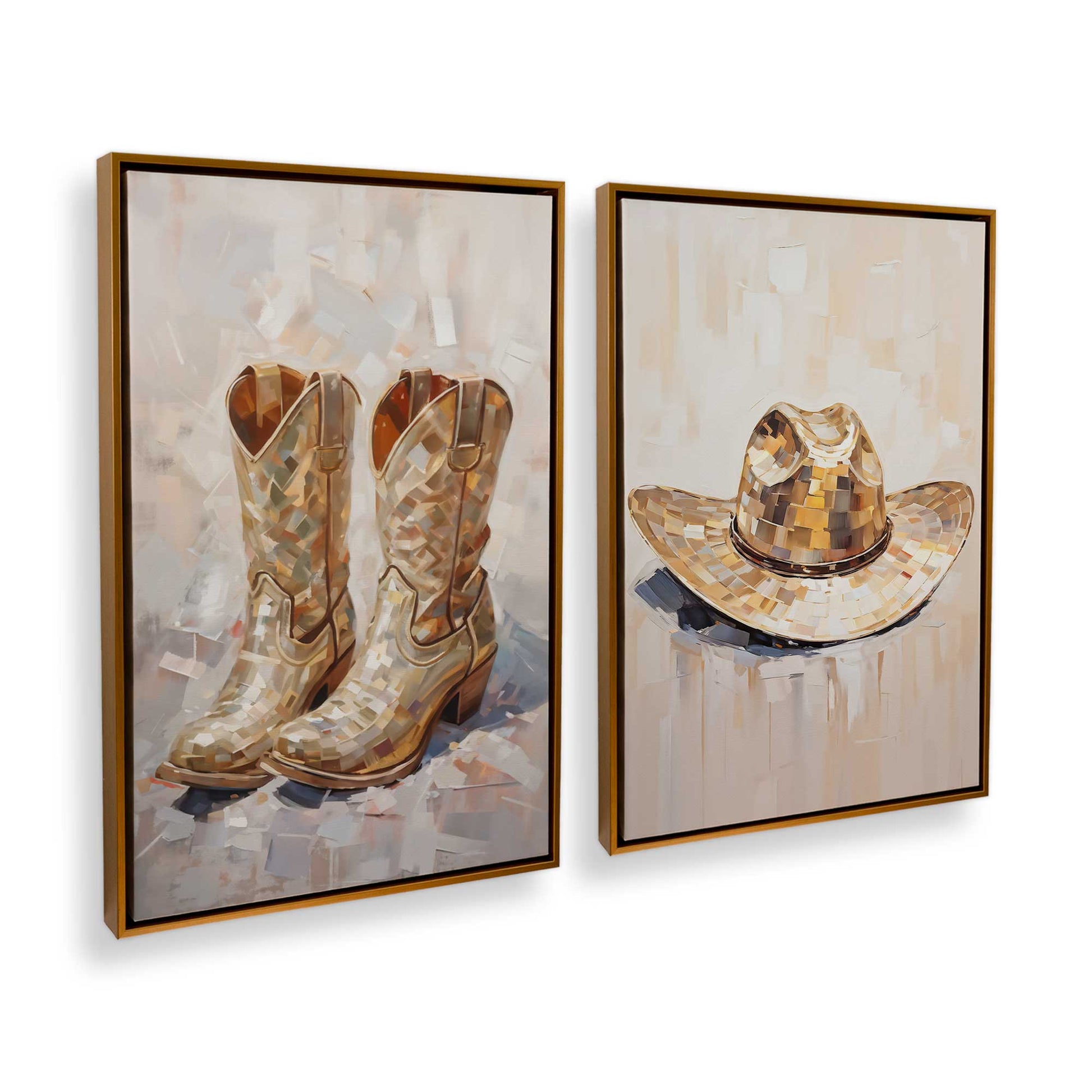 [Color:Polished Gold], Picture of art in a Polished Gold frame at an angle