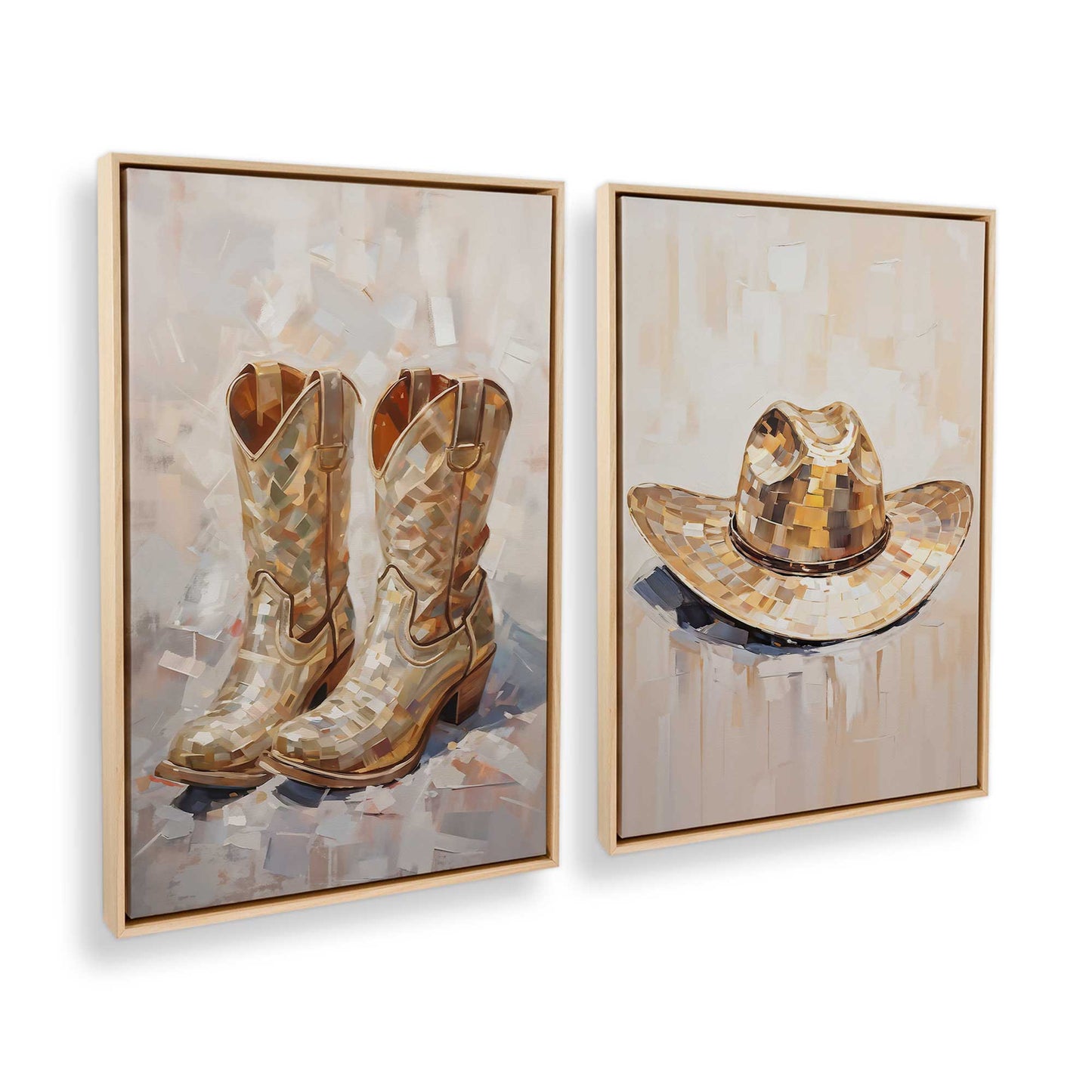 [Color:American Maple], Picture of art in a American Maple frame at an angle