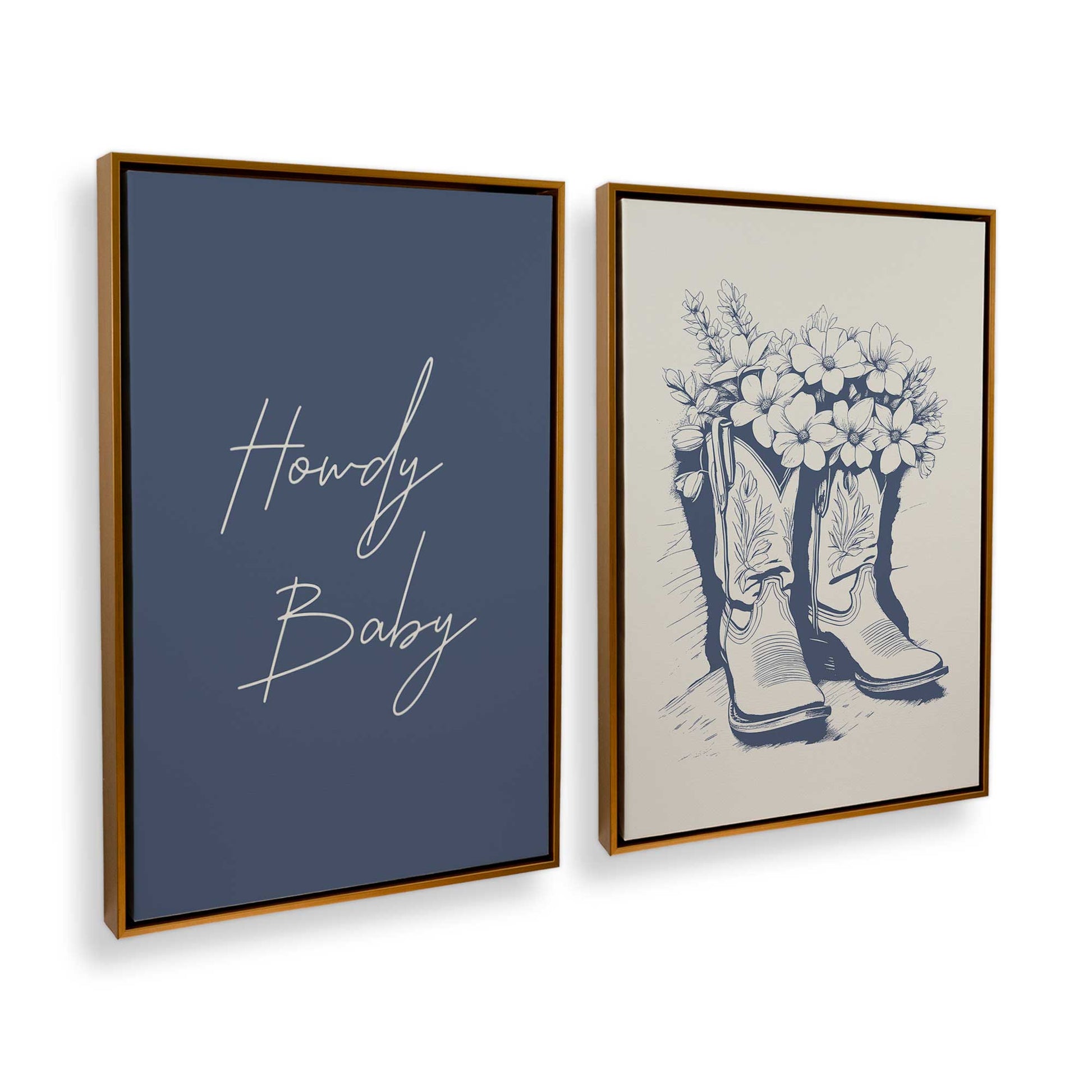 [Color:Polished Gold], Picture of art in a Polished Gold frame at an angle